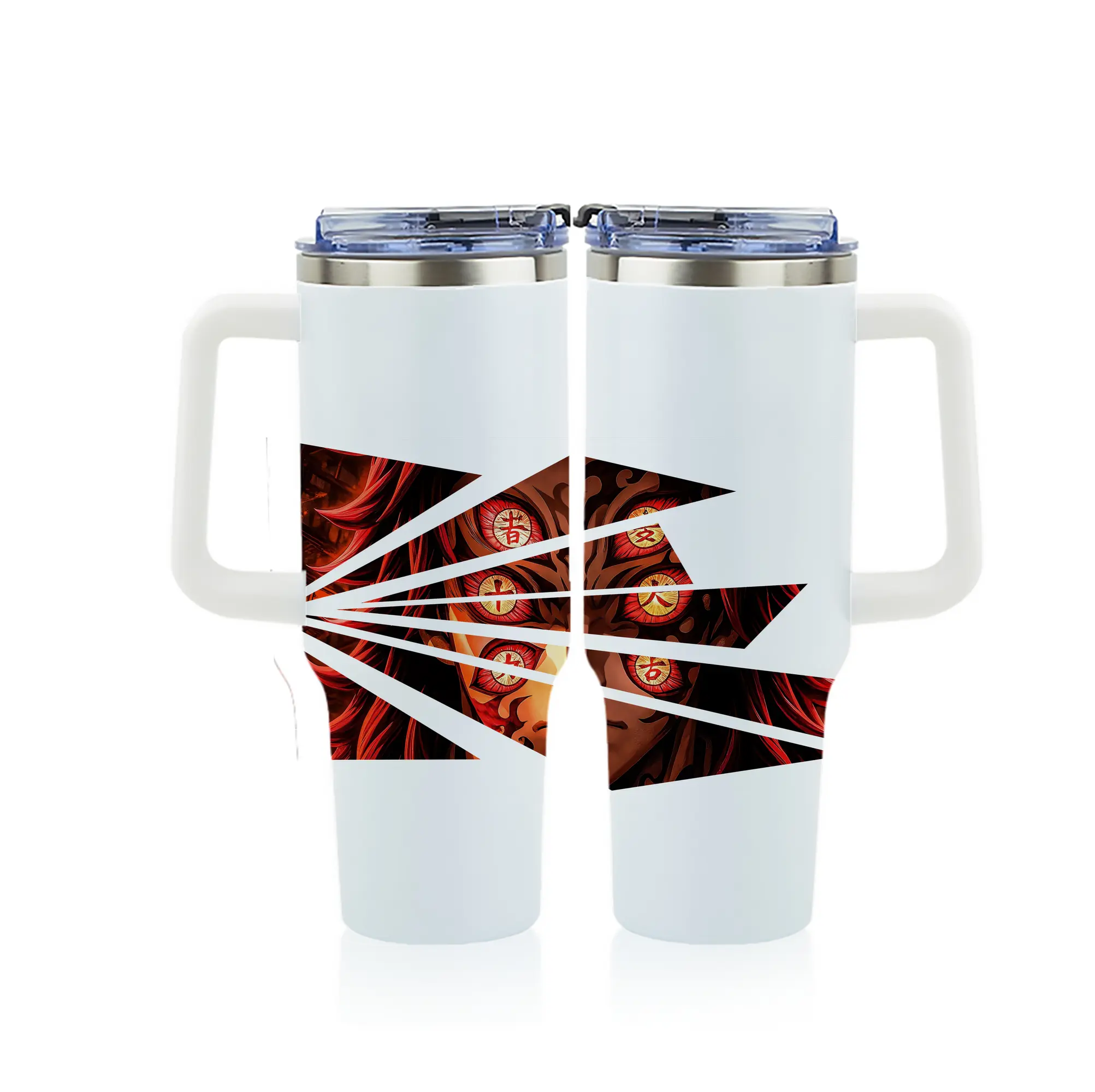 鬼滅の刃 グッズ,黒死牟 - 1200mL フルプリント車用タンブラー ・ 304ステンレス 内側 ・ 201ステンレス 外側 ・ 保温 保冷 ・ 通勤 ドライブ アウトドア用