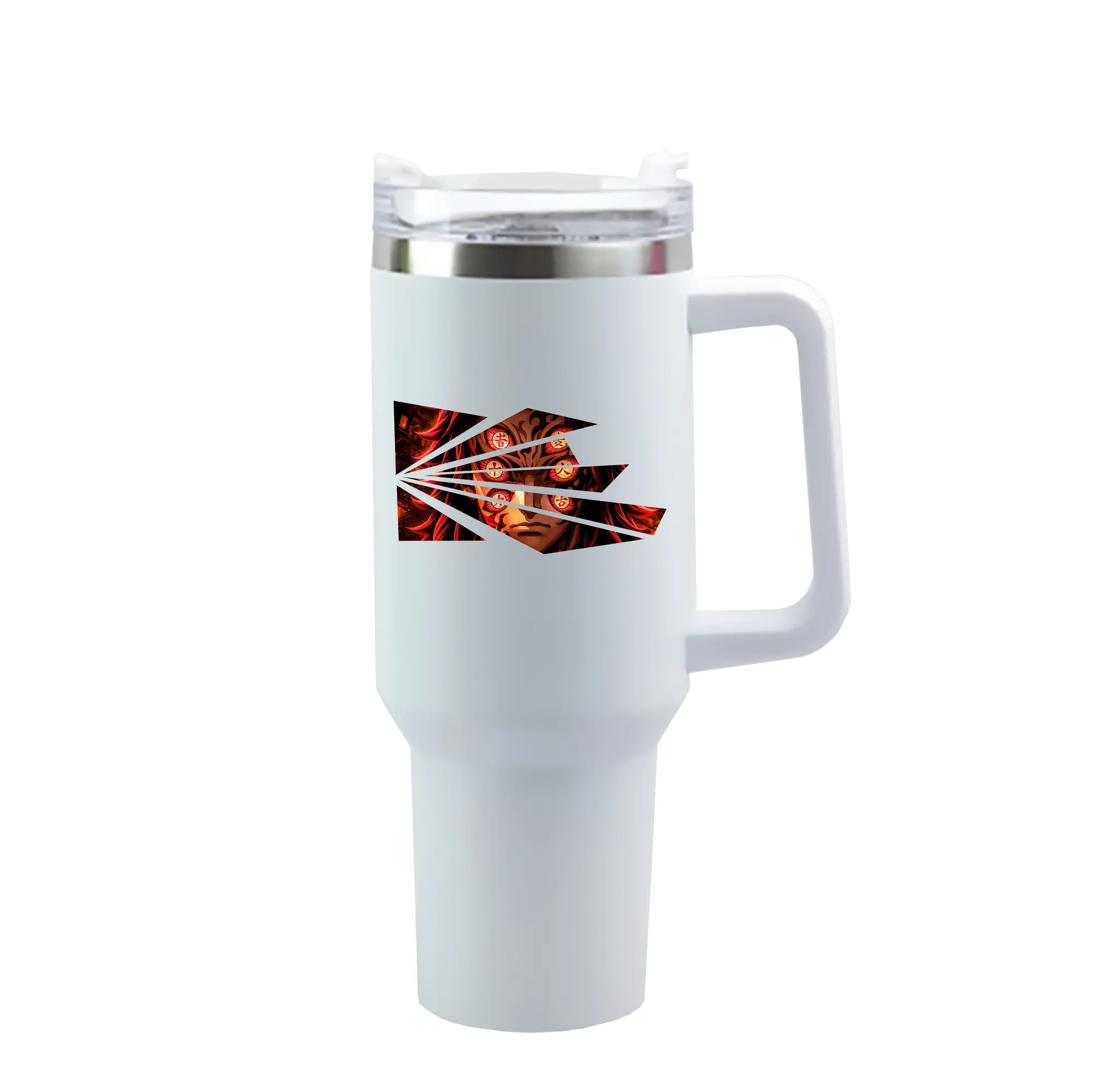 鬼滅の刃 グッズ,黒死牟 - 1200mL 車用タンブラー ・ クリスタルステッカー ・ 304ステンレス 内側 ・ 201ステンレス 外側 ・ 保温 保冷 ・ ハンドル＆ストロー付き ・ 通勤 ドライブ アウトドア用