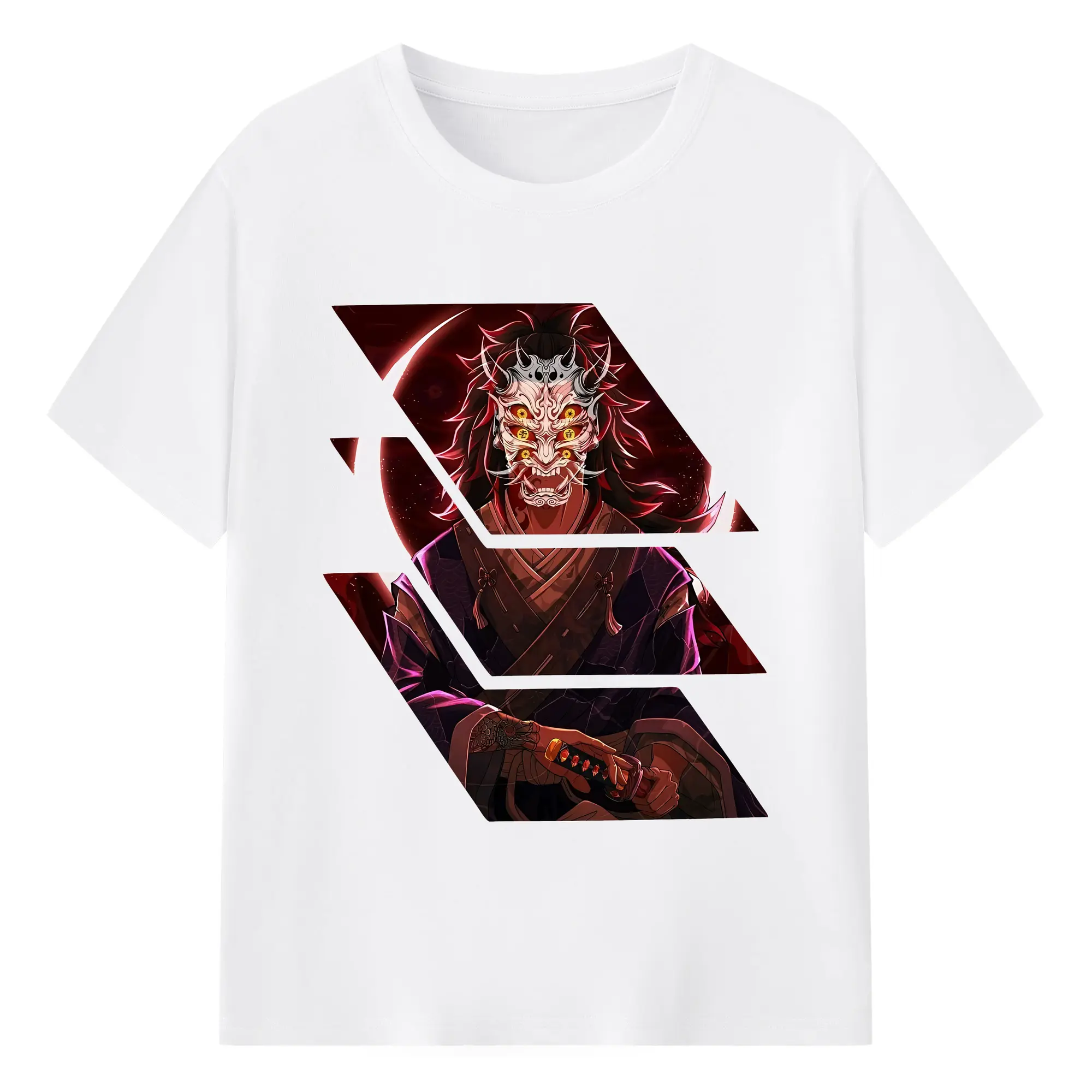 鬼滅の刃 グッズ,黒死牟 - 綿100％ 半袖Tシャツ ・ フロントプリント ・ 快適 通気性 ・ 日常使い 散歩 スポーツ用