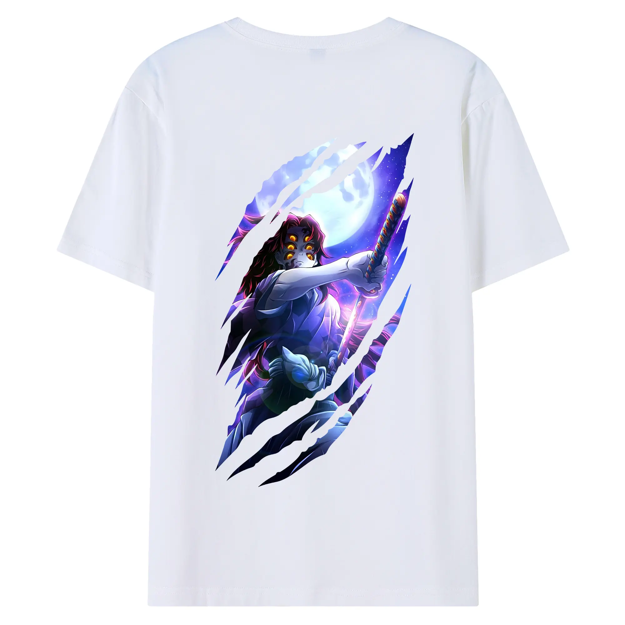 鬼滅の刃 グッズ,黒死牟 - 綿100％ 半袖Tシャツ ・ バックプリント ・ 快適 通気性 ・ 日常使い 散歩 スポーツ用