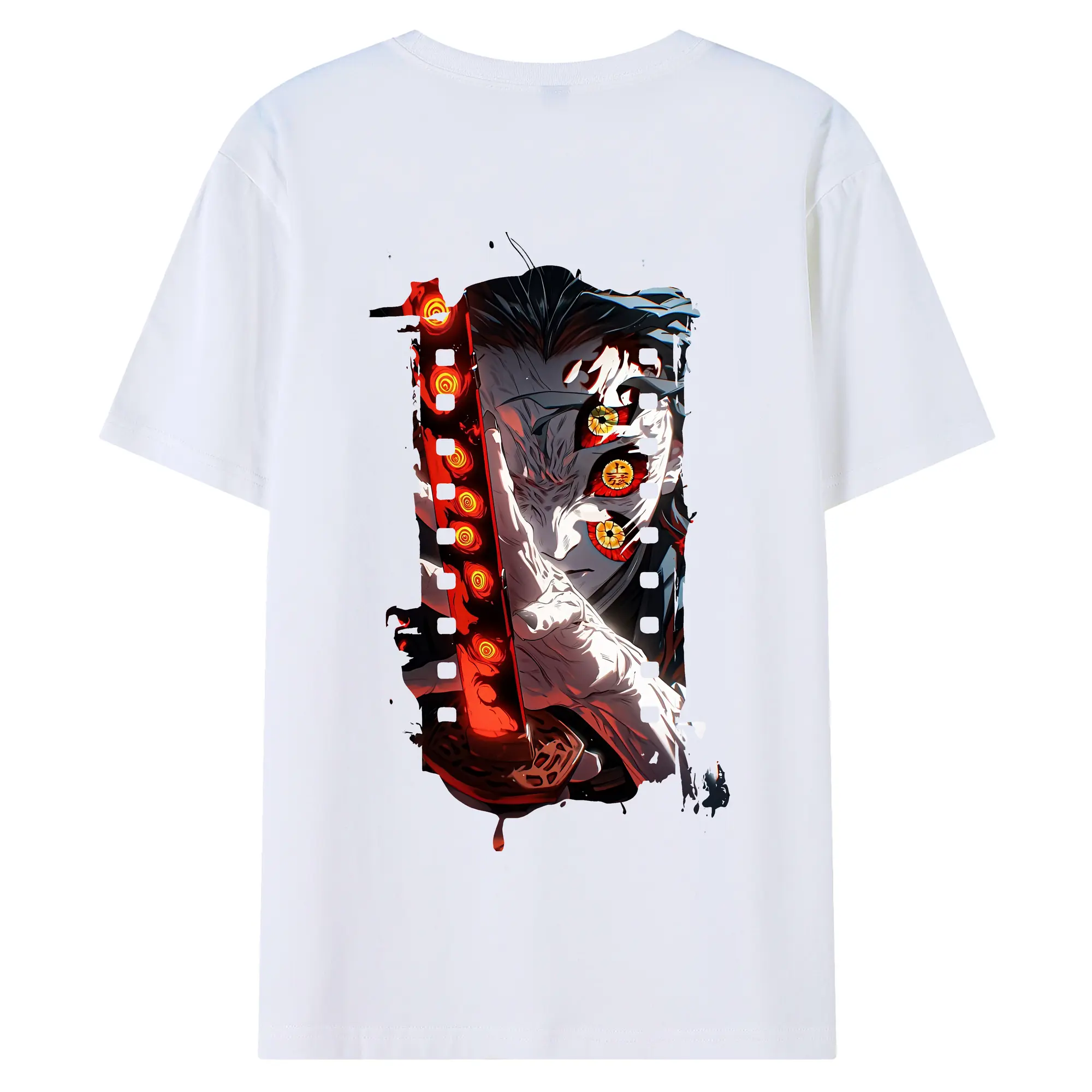 鬼滅の刃 グッズ,黒死牟 - 綿100％ 半袖Tシャツ ・ バックプリント ・ 快適 通気性 ・ 日常使い 散歩 スポーツ用