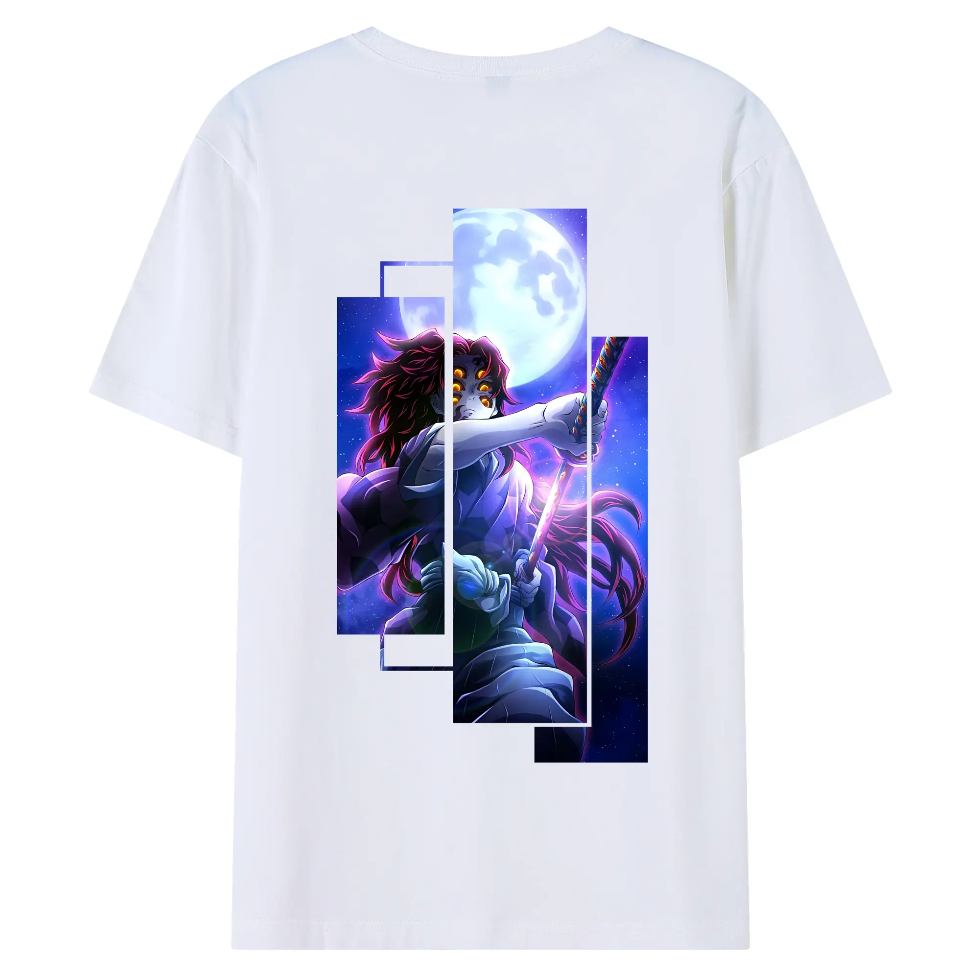 鬼滅の刃 グッズ,黒死牟 - 綿100％ 半袖Tシャツ ・ バックプリント ・ 快適 通気性 ・ 日常使い 散歩 スポーツ用