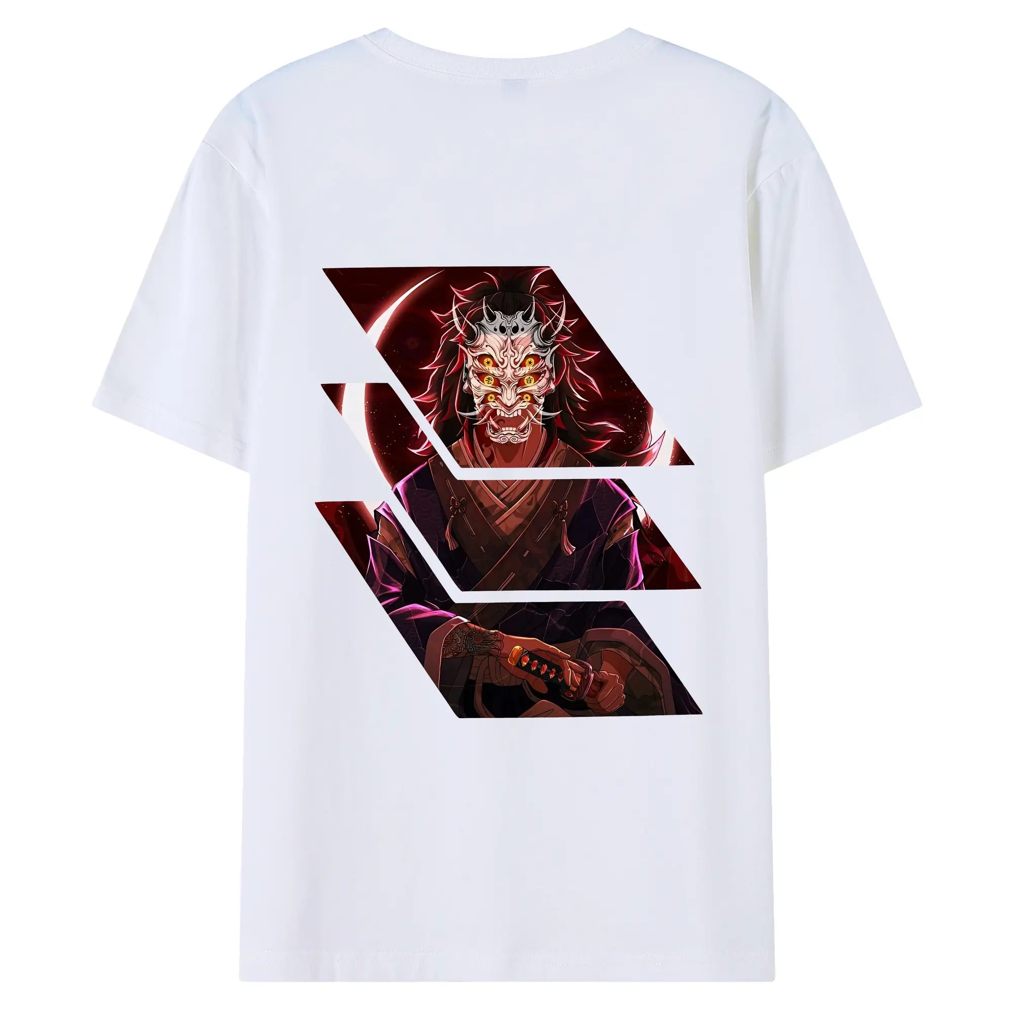 鬼滅の刃 グッズ,黒死牟 - 綿100％ 半袖Tシャツ ・ バックプリント ・ 快適 通気性 ・ 日常使い 散歩 スポーツ用