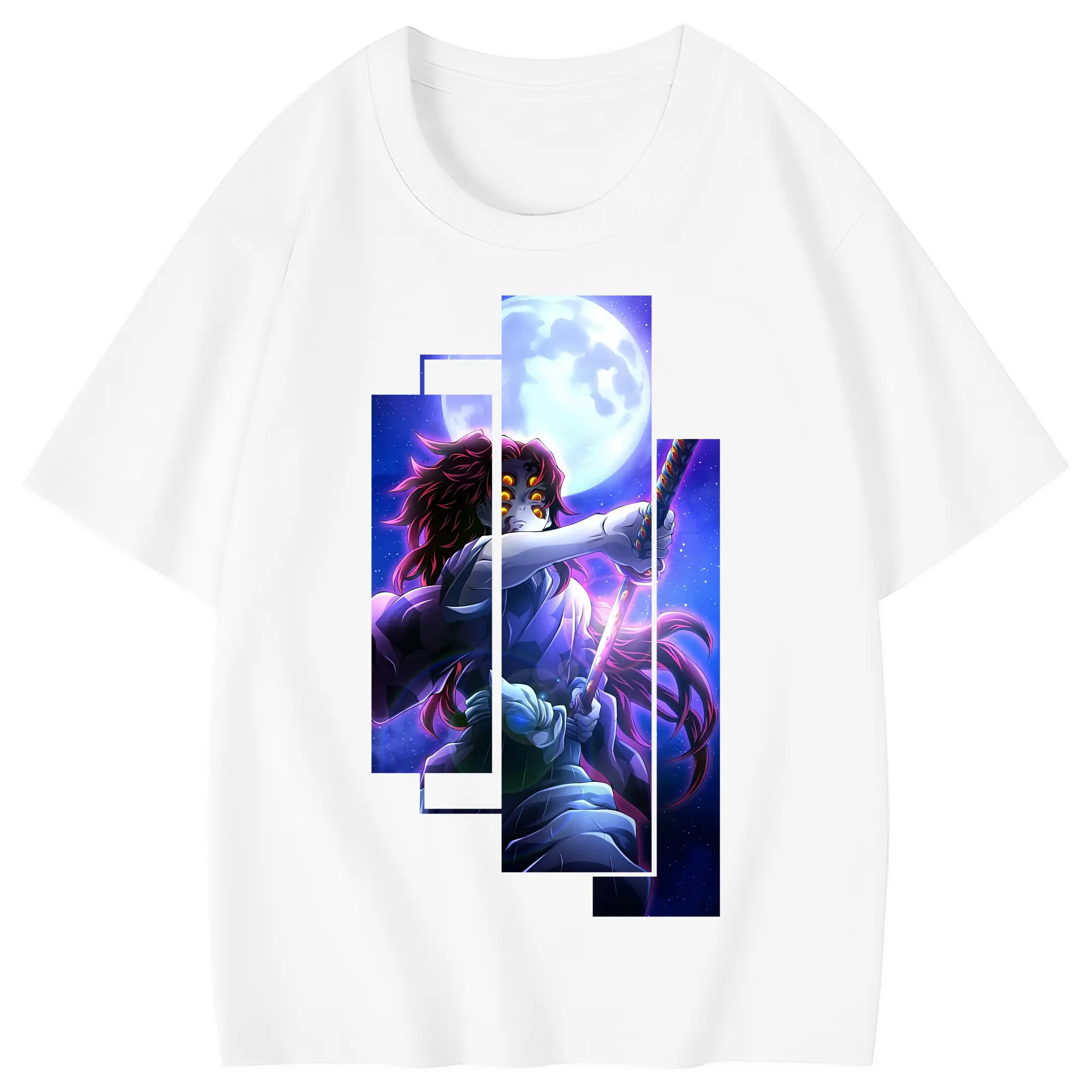 鬼滅の刃 グッズ,黒死牟 - 綿100％ キッズTシャツ ・ フロントプリント ・ 快適 通気性 ・ スポーツ カジュアル 散歩用