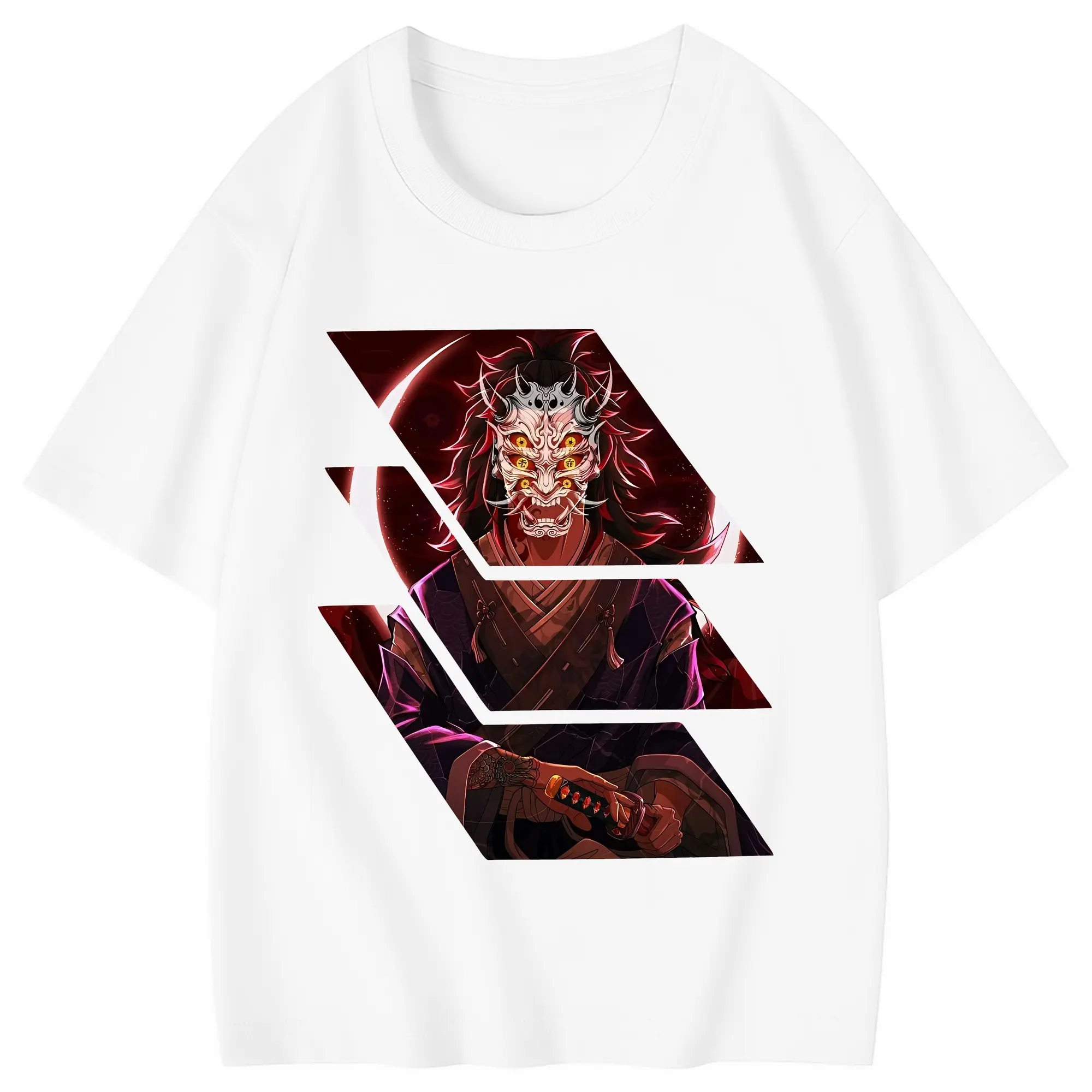 鬼滅の刃 グッズ,黒死牟 - 綿100％ キッズTシャツ ・ フロントプリント ・ 快適 通気性 ・ スポーツ カジュアル 散歩用