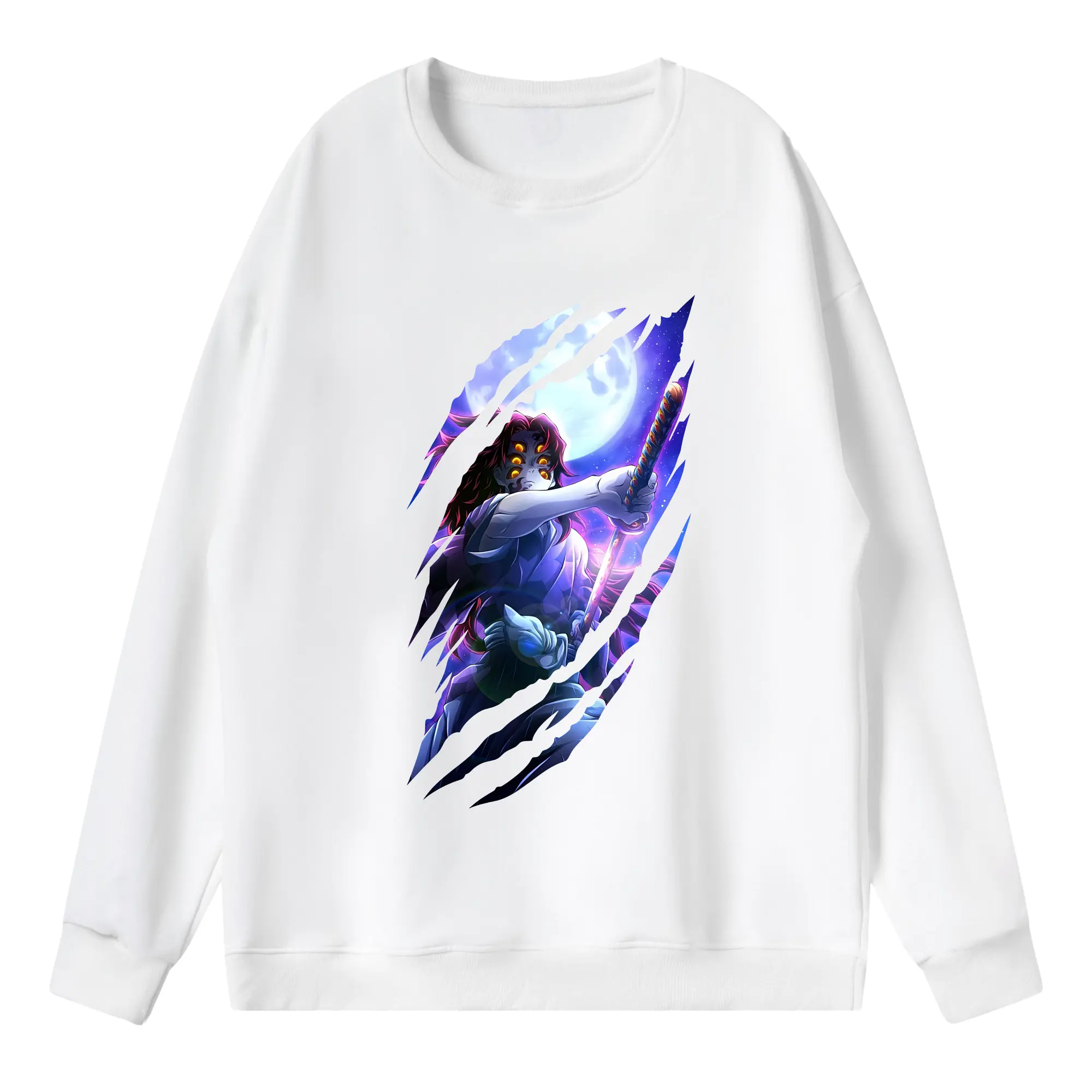 鬼滅の刃 グッズ,黒死牟 - 薄手 クルーネック スウェット 裏毛260g · ポリエステル 春秋向け カジュアル 男女兼用 · トレーナー デイリー スポーツ 散歩に最適