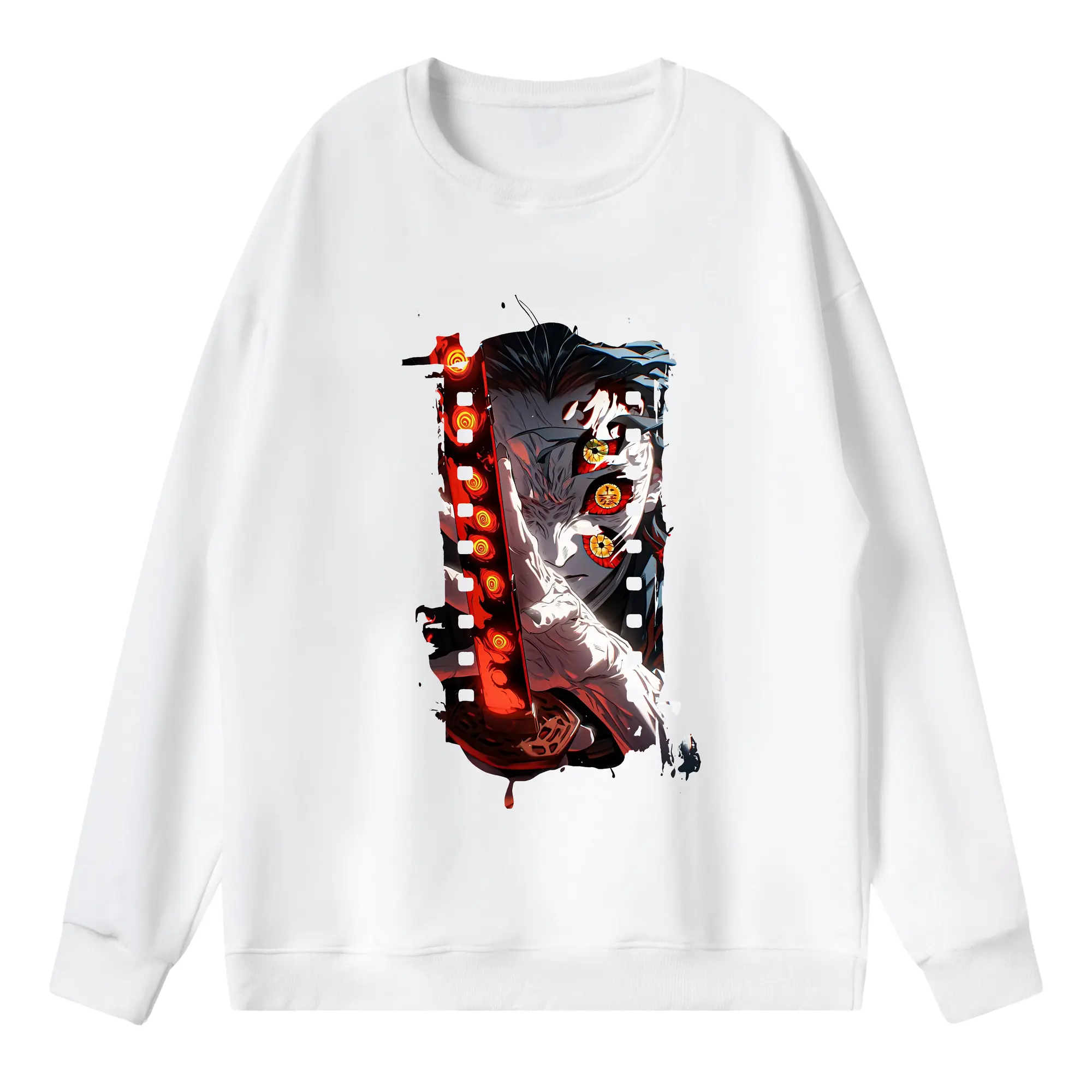 鬼滅の刃 グッズ,黒死牟 - 薄手 クルーネック スウェット 裏毛260g · ポリエステル 春秋向け カジュアル 男女兼用 · トレーナー デイリー スポーツ 散歩に最適