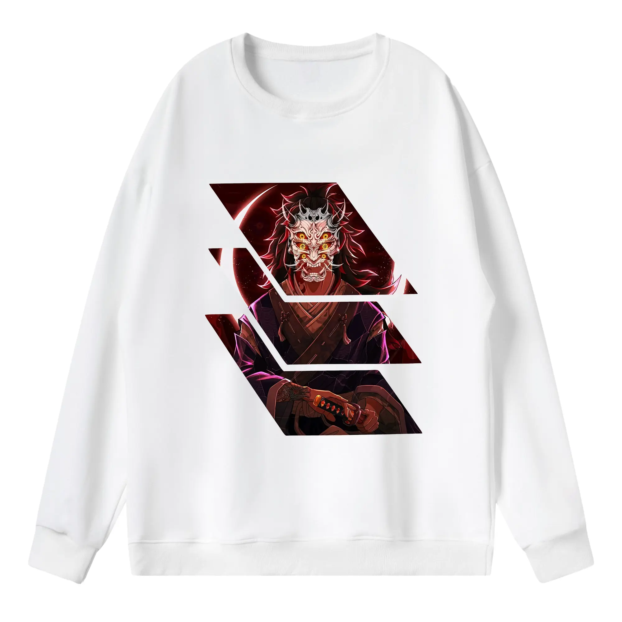 鬼滅の刃 グッズ,黒死牟 - 薄手 クルーネック スウェット 裏毛260g · ポリエステル 春秋向け カジュアル 男女兼用 · トレーナー デイリー スポーツ 散歩に最適