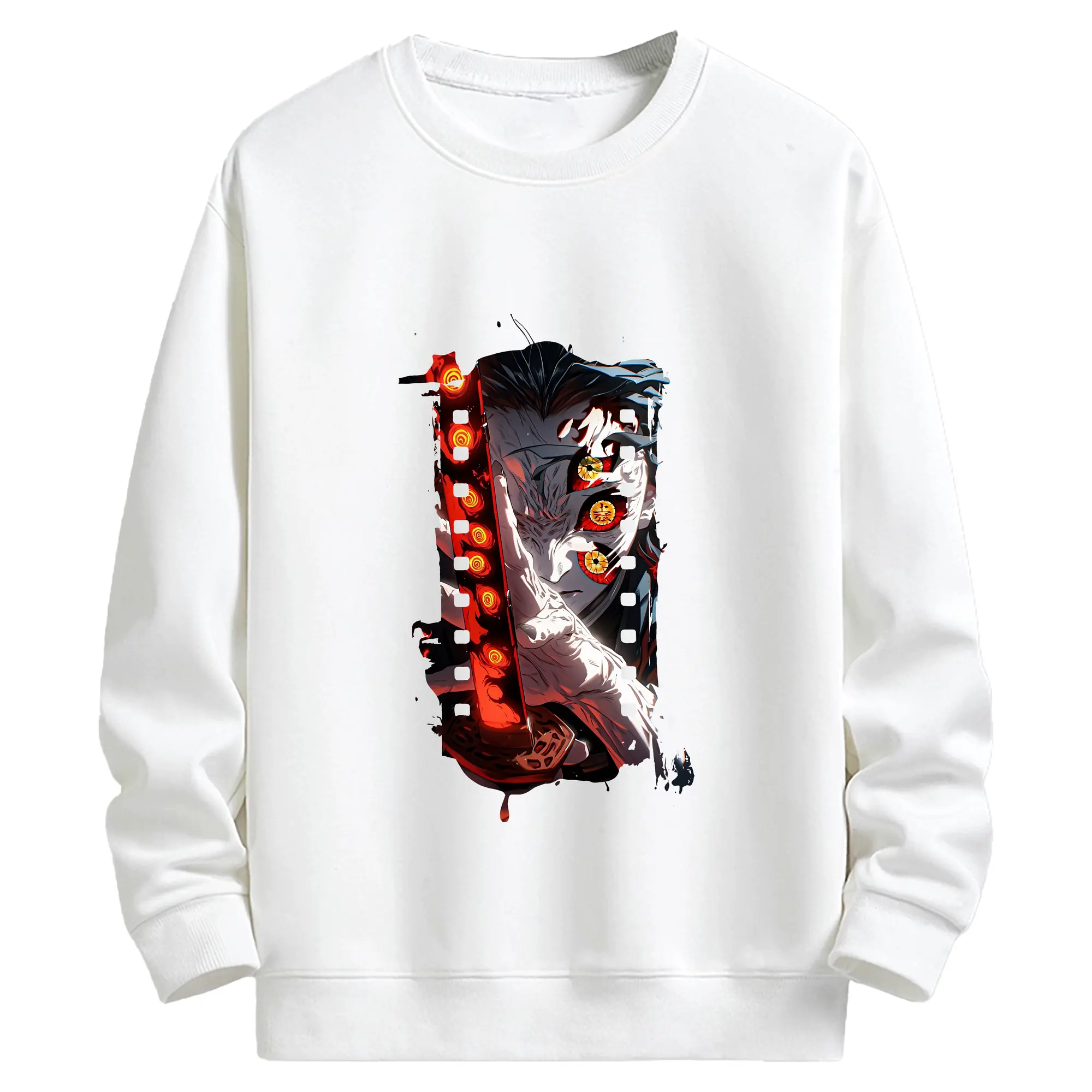 鬼滅の刃 グッズ,黒死牟 - キッズ クルーネックスウェットシャツ ・ フロントプリント ・ 綿80％ ポリエステル20％ ・ 快適 通学 スポーツ 日常使い お散歩用