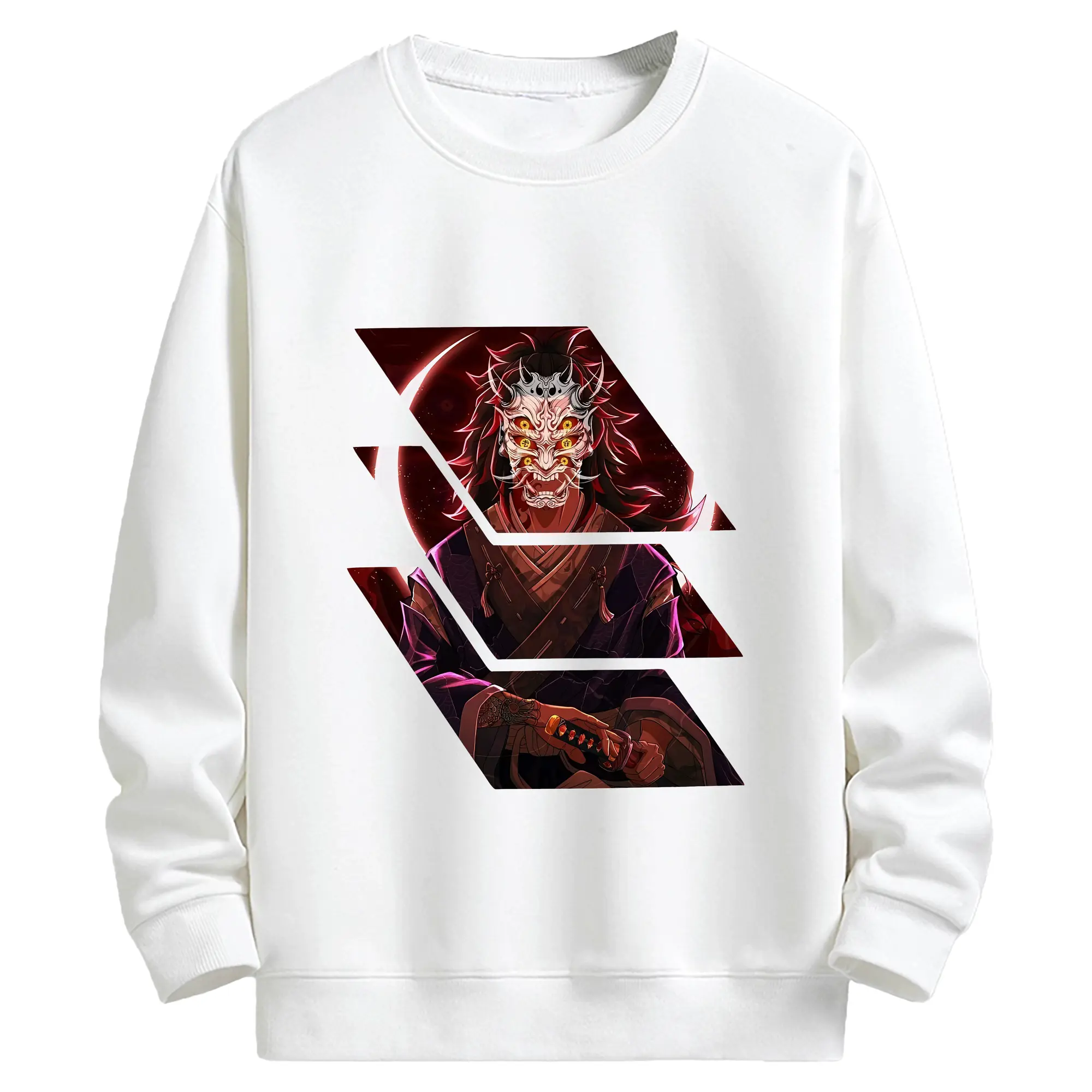 鬼滅の刃 グッズ,黒死牟 - キッズ クルーネックスウェットシャツ ・ フロントプリント ・ 綿80％ ポリエステル20％ ・ 快適 通学 スポーツ 日常使い お散歩用