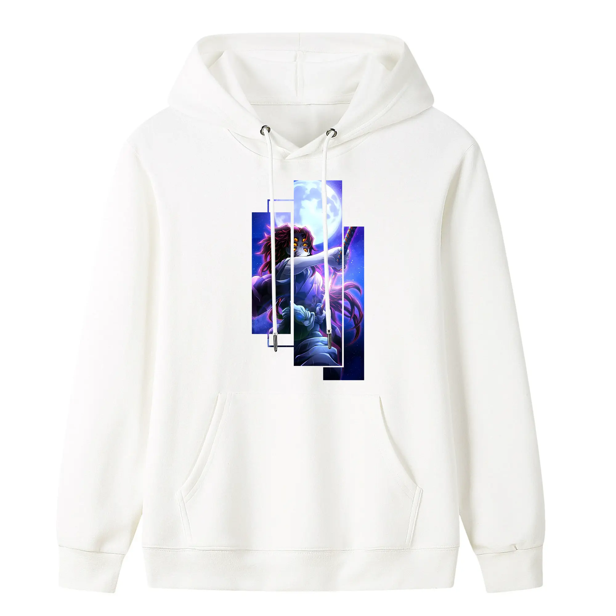 鬼滅の刃 グッズ,黒死牟 - キッズ フード付きパーカー ・ フロントプリント ・ ポリエステル100％ ・ 快適 通学 スポーツ 日常使い お散歩用