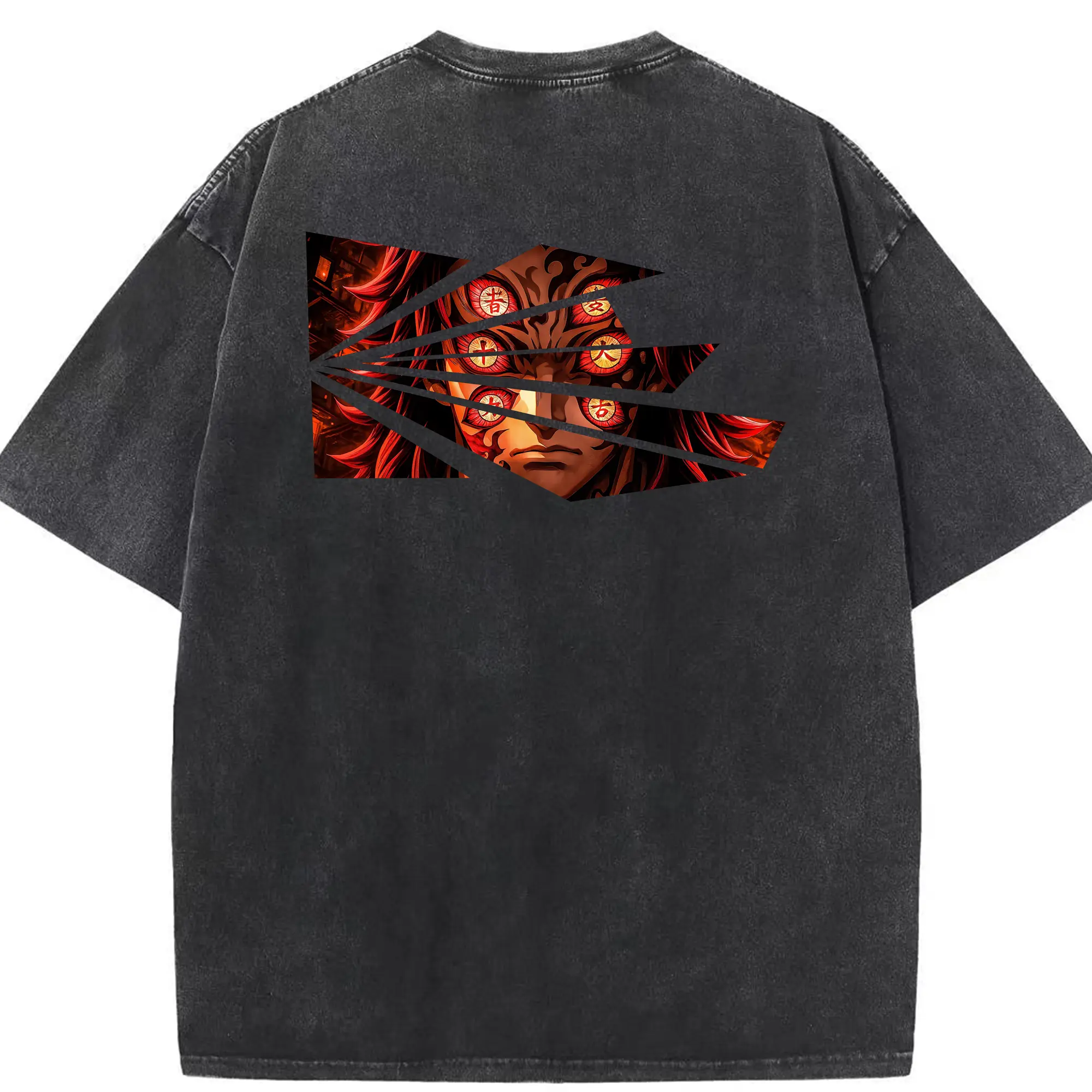 鬼滅の刃 グッズ,黒死牟 - 綿100％ ヴィンテージ風 半袖Tシャツ ・ 背面プリント ・ 柔らか肌触り ・ 通気性 快適 ・ スポーツ カジュアル 外出用