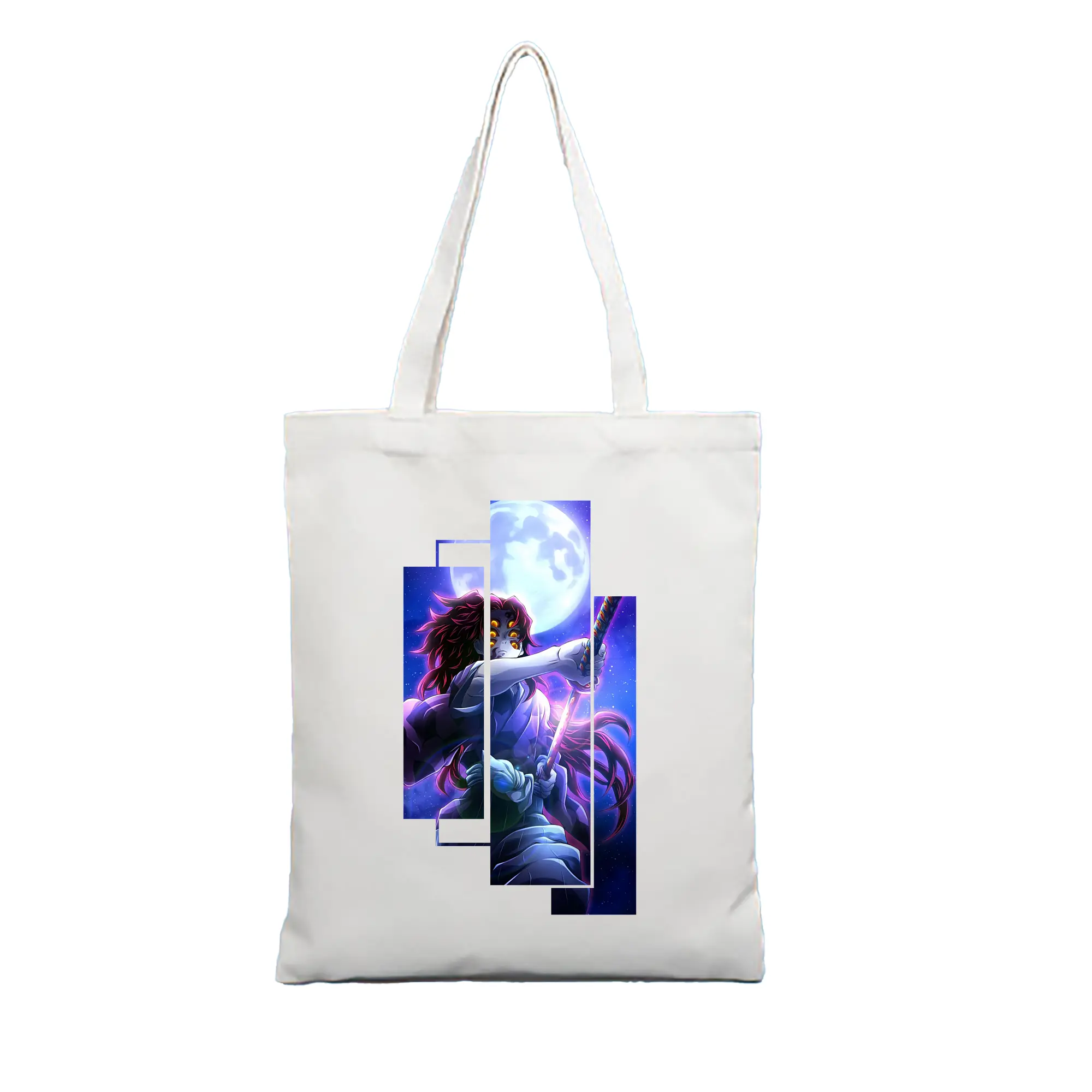 鬼滅の刃 グッズ,黒死牟 - 縦型キャンバス手提げバッグ（トートバッグ） ・ キャンバス素材 ・ ショッピング用 ・ 軽量 丈夫 お手入れ簡単