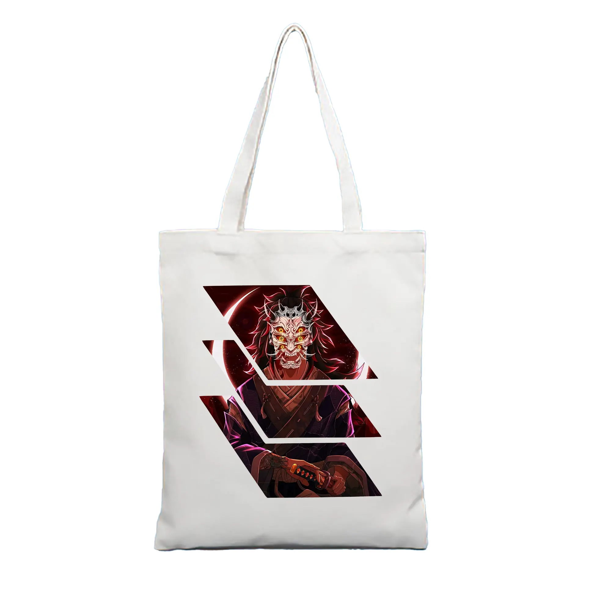 鬼滅の刃 グッズ,黒死牟 - 縦型キャンバス手提げバッグ（トートバッグ） ・ キャンバス素材 ・ ショッピング用 ・ 軽量 丈夫 お手入れ簡単