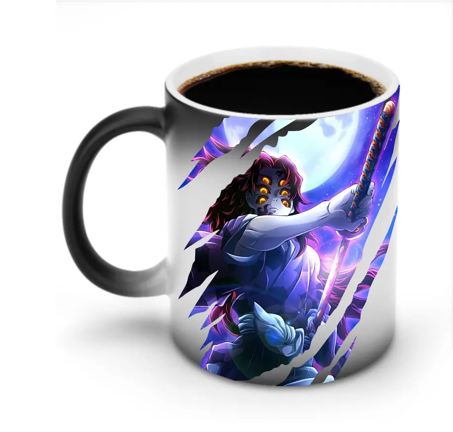 鬼滅の刃 グッズ,黒死牟 - 変色マグカップ ・ セラミック ・ 熱転写プリント ・ 耐久性 高品質 ・ ギフト・自宅用 コーヒー お茶