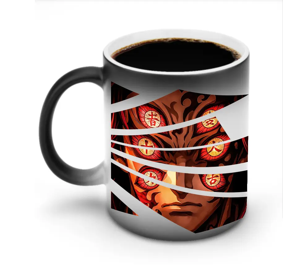 鬼滅の刃 グッズ,黒死牟 - 変色マグカップ ・ セラミック ・ 熱転写プリント ・ 耐久性 高品質 ・ ギフト・自宅用 コーヒー お茶