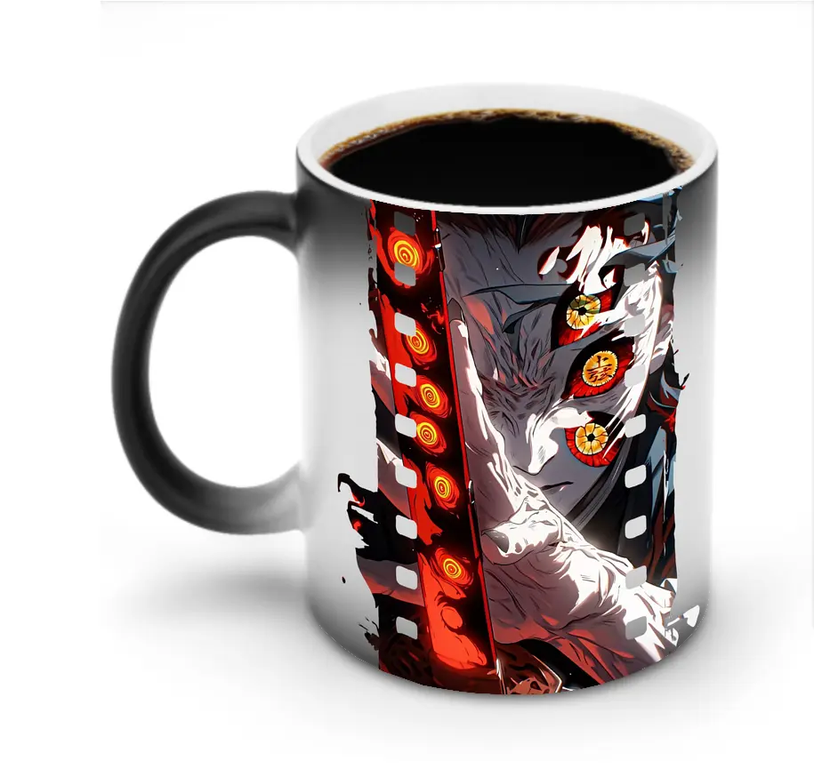 鬼滅の刃 グッズ,黒死牟 - 変色マグカップ ・ セラミック ・ 熱転写プリント ・ 耐久性 高品質 ・ ギフト・自宅用 コーヒー お茶