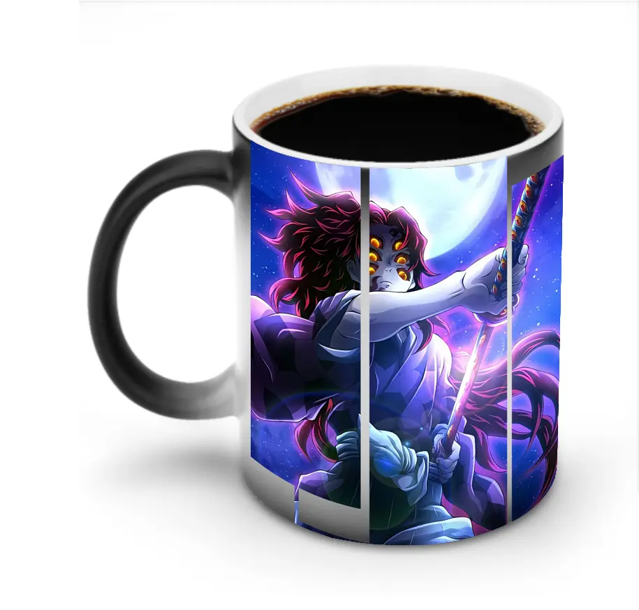 鬼滅の刃 グッズ,黒死牟 - 変色マグカップ ・ セラミック ・ 熱転写プリント ・ 耐久性 高品質 ・ ギフト・自宅用 コーヒー お茶