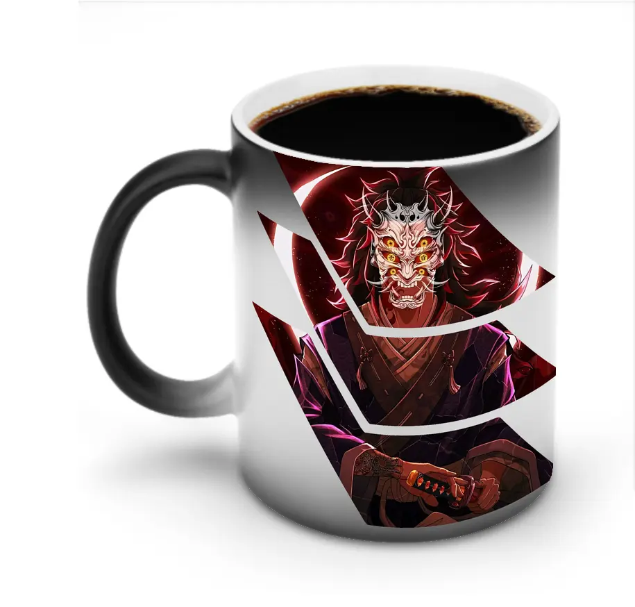 鬼滅の刃 グッズ,黒死牟 - 変色マグカップ ・ セラミック ・ 熱転写プリント ・ 耐久性 高品質 ・ ギフト・自宅用 コーヒー お茶