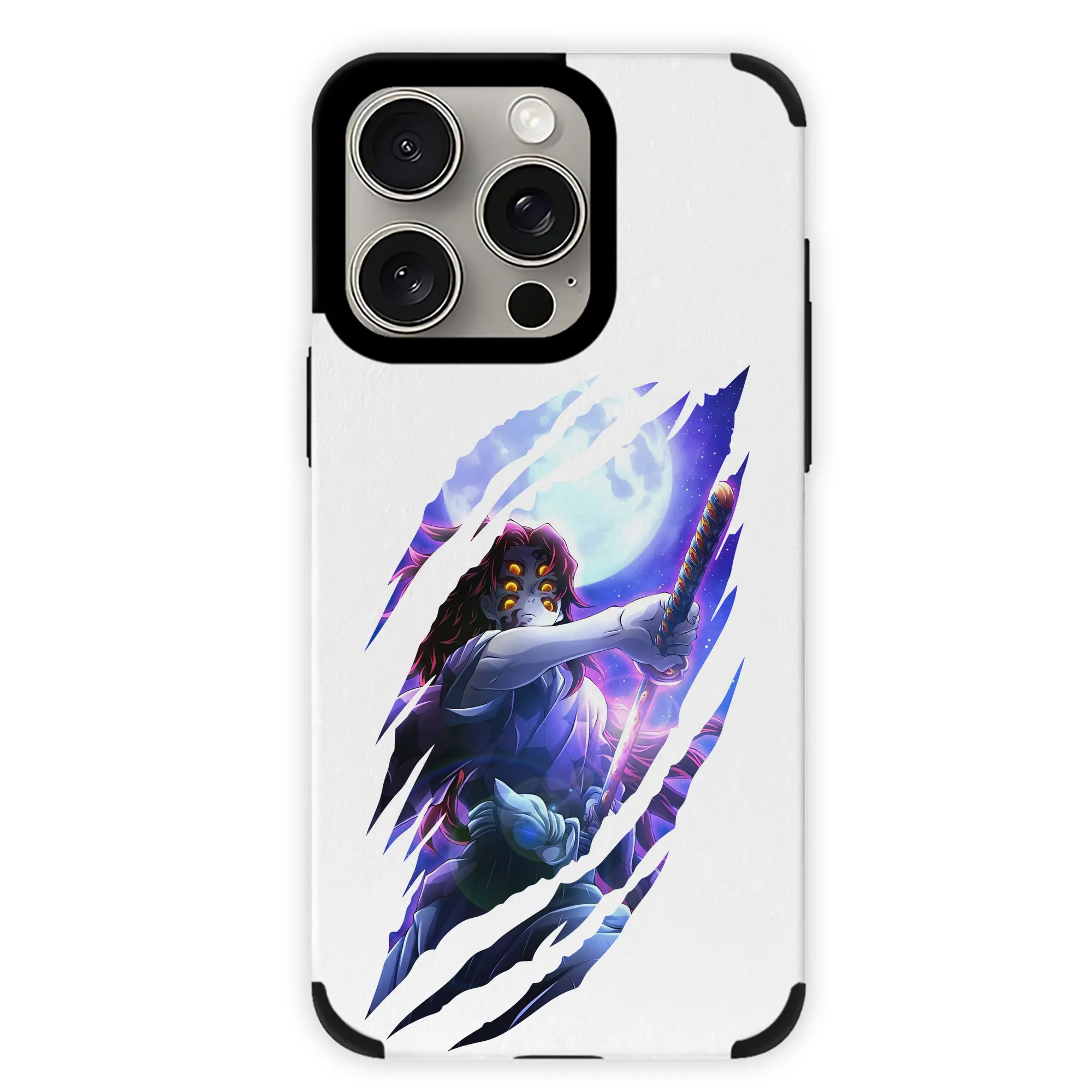 鬼滅の刃 グッズ,黒死牟 - IPhone15ProMax対応 ・ PUレザースマホケース ・ 耐衝撃 ・ 黄変防止 ・ 360度全面保護 ・ 柔らか手触り ・ 3D立体ボタン