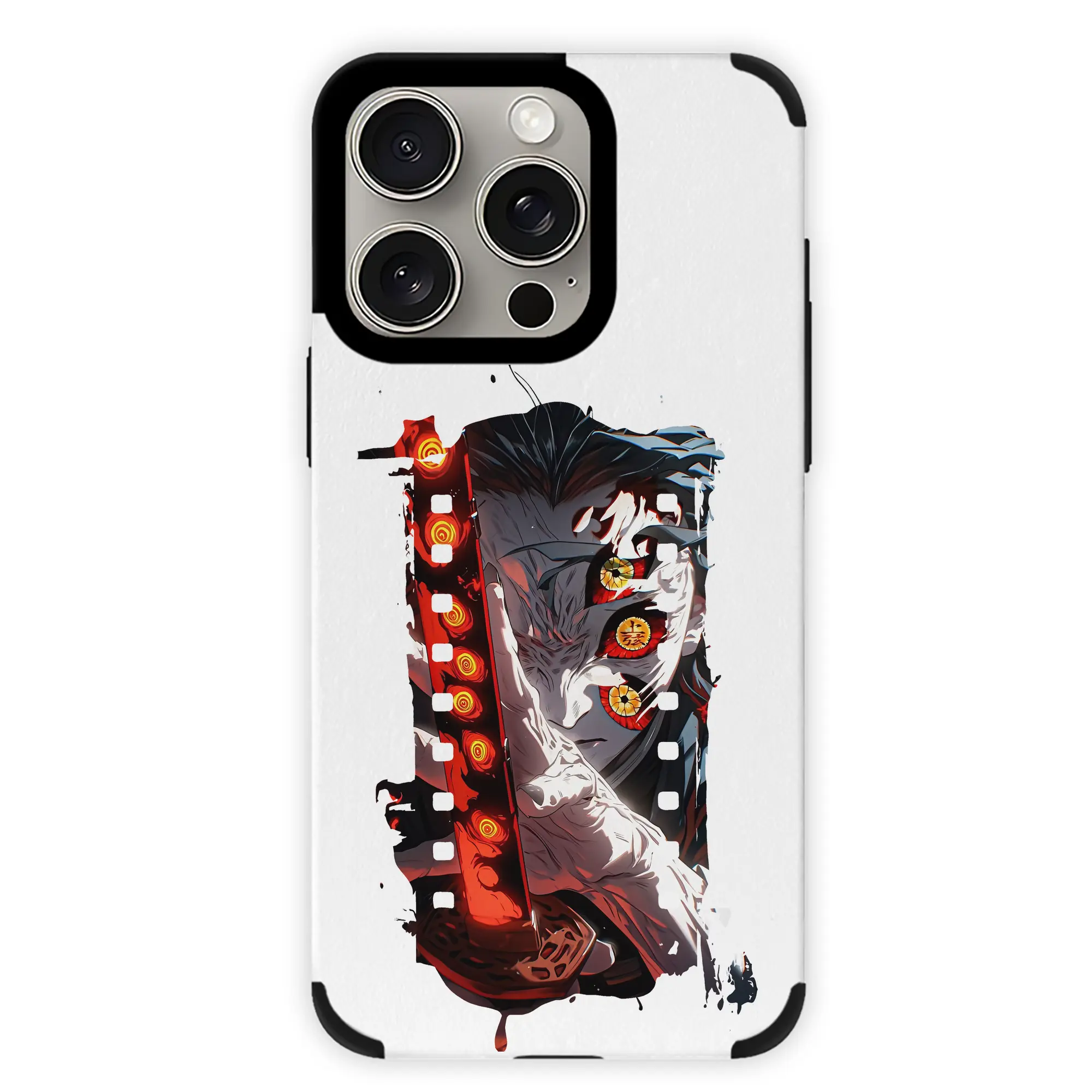 鬼滅の刃 グッズ,黒死牟 - IPhone15ProMax対応 ・ PUレザースマホケース ・ 耐衝撃 ・ 黄変防止 ・ 360度全面保護 ・ 柔らか手触り ・ 3D立体ボタン