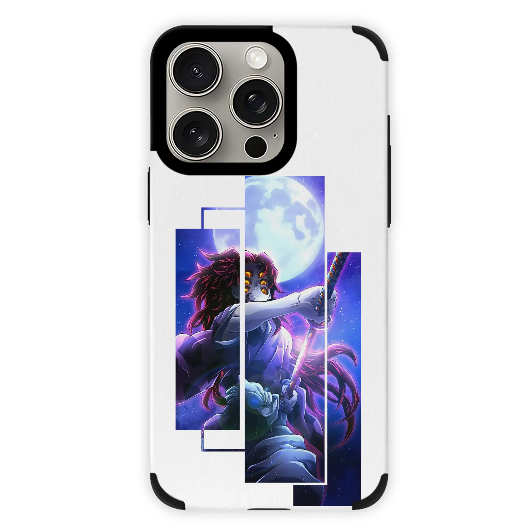 鬼滅の刃 グッズ,黒死牟 - IPhone15ProMax対応 ・ PUレザースマホケース ・ 耐衝撃 ・ 黄変防止 ・ 360度全面保護 ・ 柔らか手触り ・ 3D立体ボタン