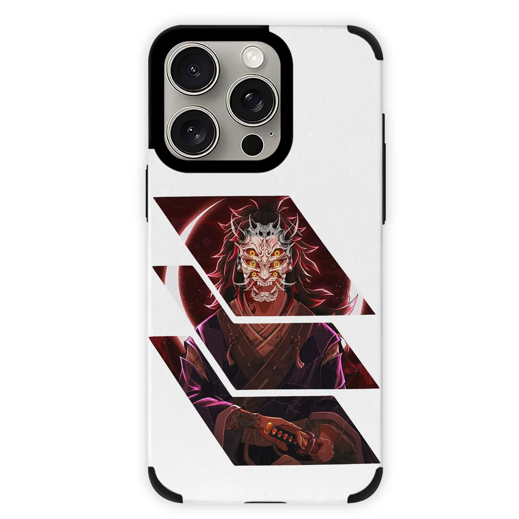 鬼滅の刃 グッズ,黒死牟 - IPhone15ProMax対応 ・ PUレザースマホケース ・ 耐衝撃 ・ 黄変防止 ・ 360度全面保護 ・ 柔らか手触り ・ 3D立体ボタン