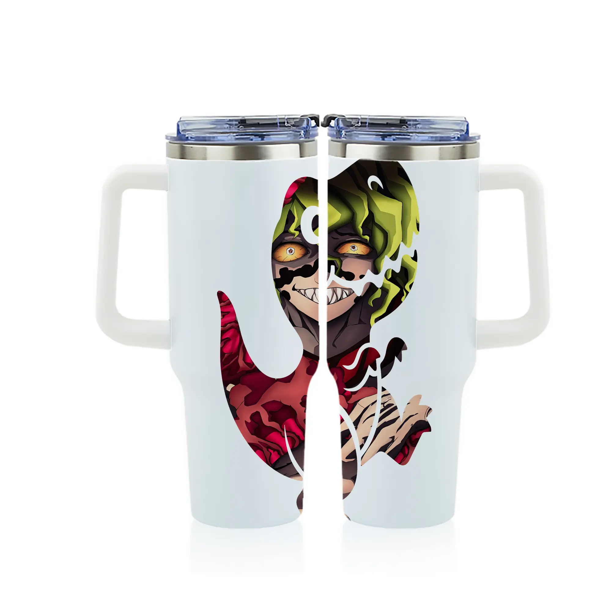 鬼滅の刃 グッズ,妓夫太郎 - 1200mL フルプリント車用タンブラー ・ 304ステンレス 内側 ・ 201ステンレス 外側 ・ 保温 保冷 ・ 通勤 ドライブ アウトドア用