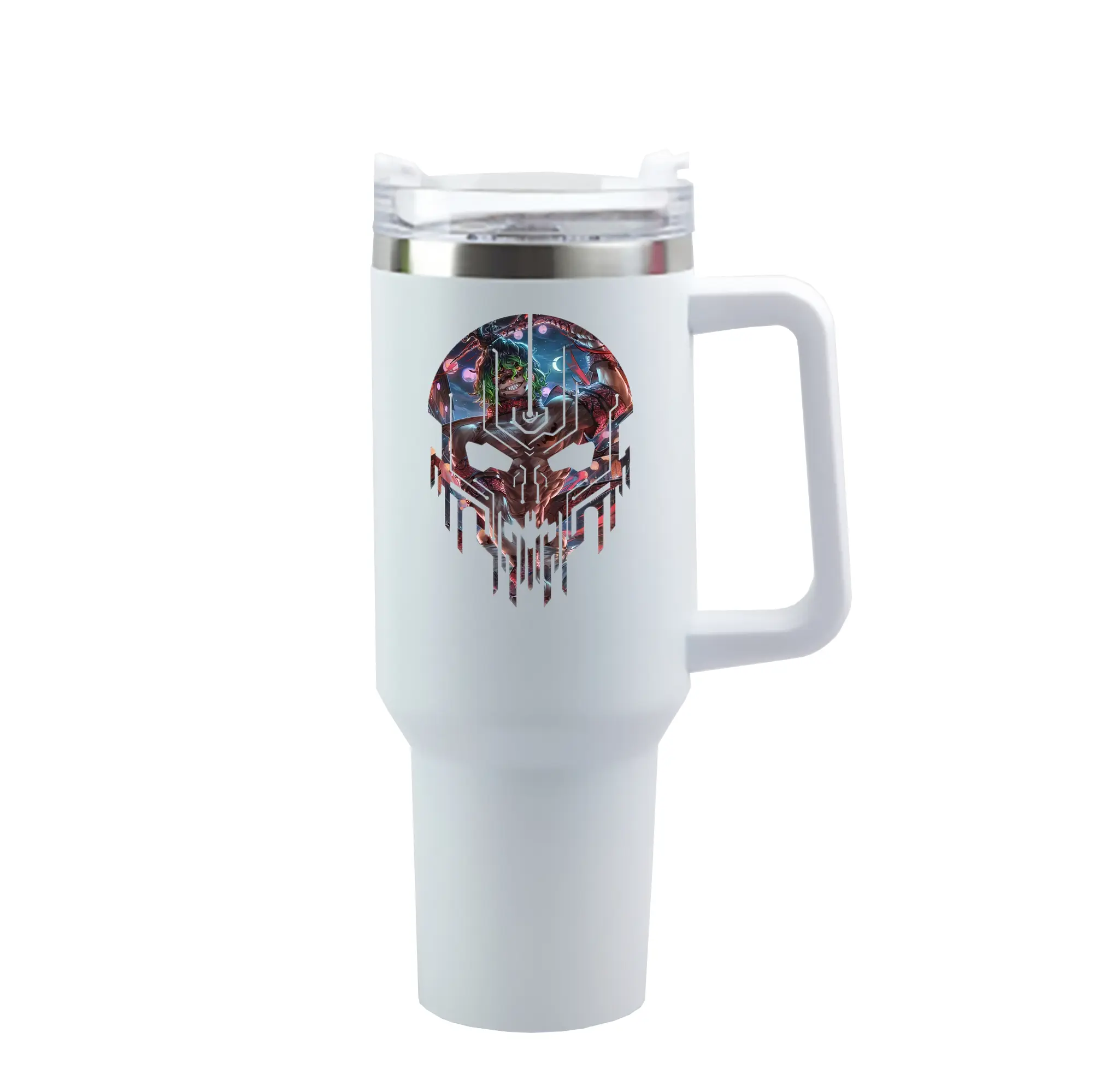 鬼滅の刃 グッズ,妓夫太郎 - 1200mL 車用タンブラー ・ クリスタルステッカー ・ 304ステンレス 内側 ・ 201ステンレス 外側 ・ 保温 保冷 ・ ハンドル＆ストロー付き ・ 通勤 ドライブ アウトドア用