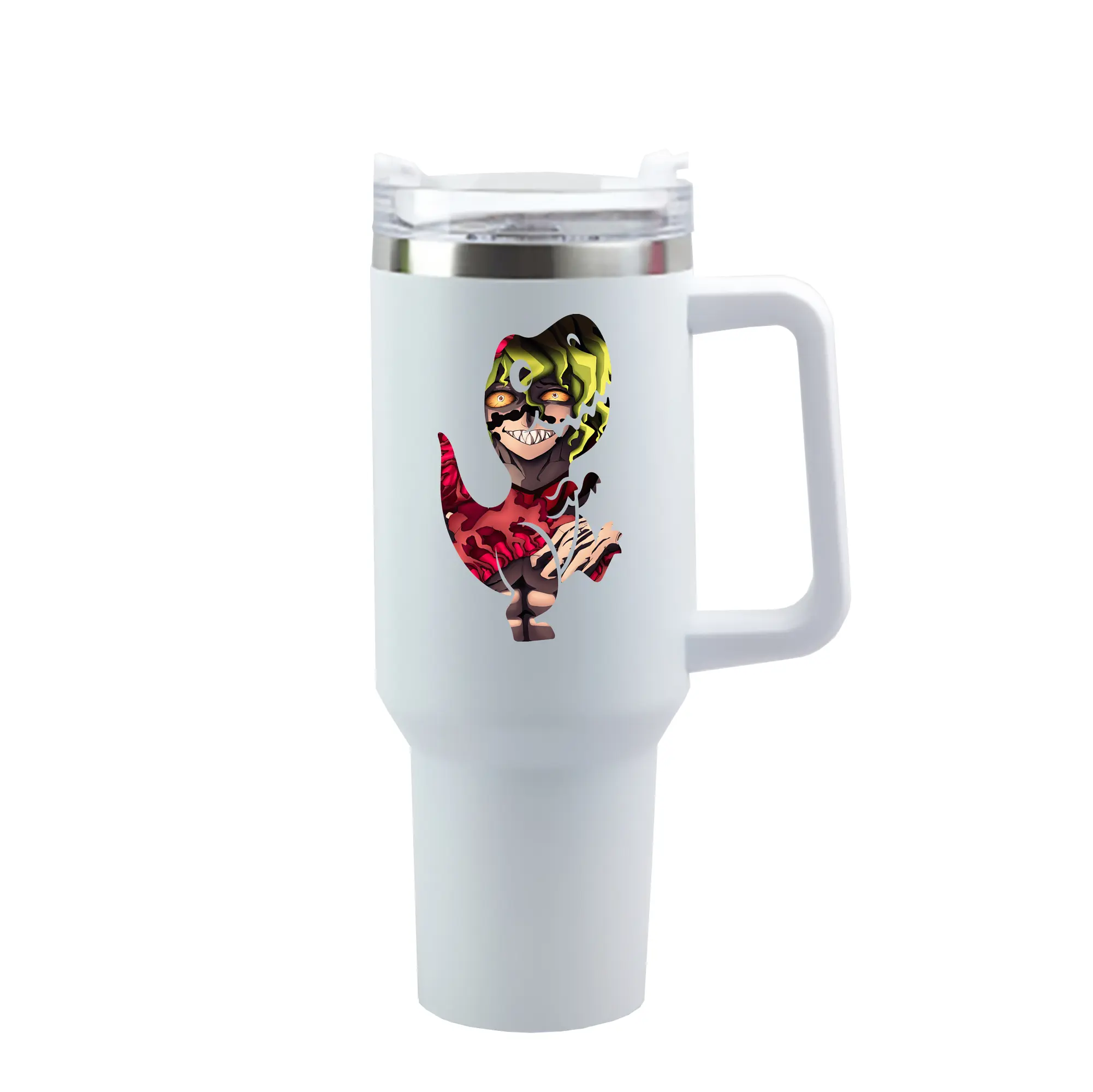 鬼滅の刃 グッズ,妓夫太郎 - 1200mL 車用タンブラー ・ クリスタルステッカー ・ 304ステンレス 内側 ・ 201ステンレス 外側 ・ 保温 保冷 ・ ハンドル＆ストロー付き ・ 通勤 ドライブ アウトドア用