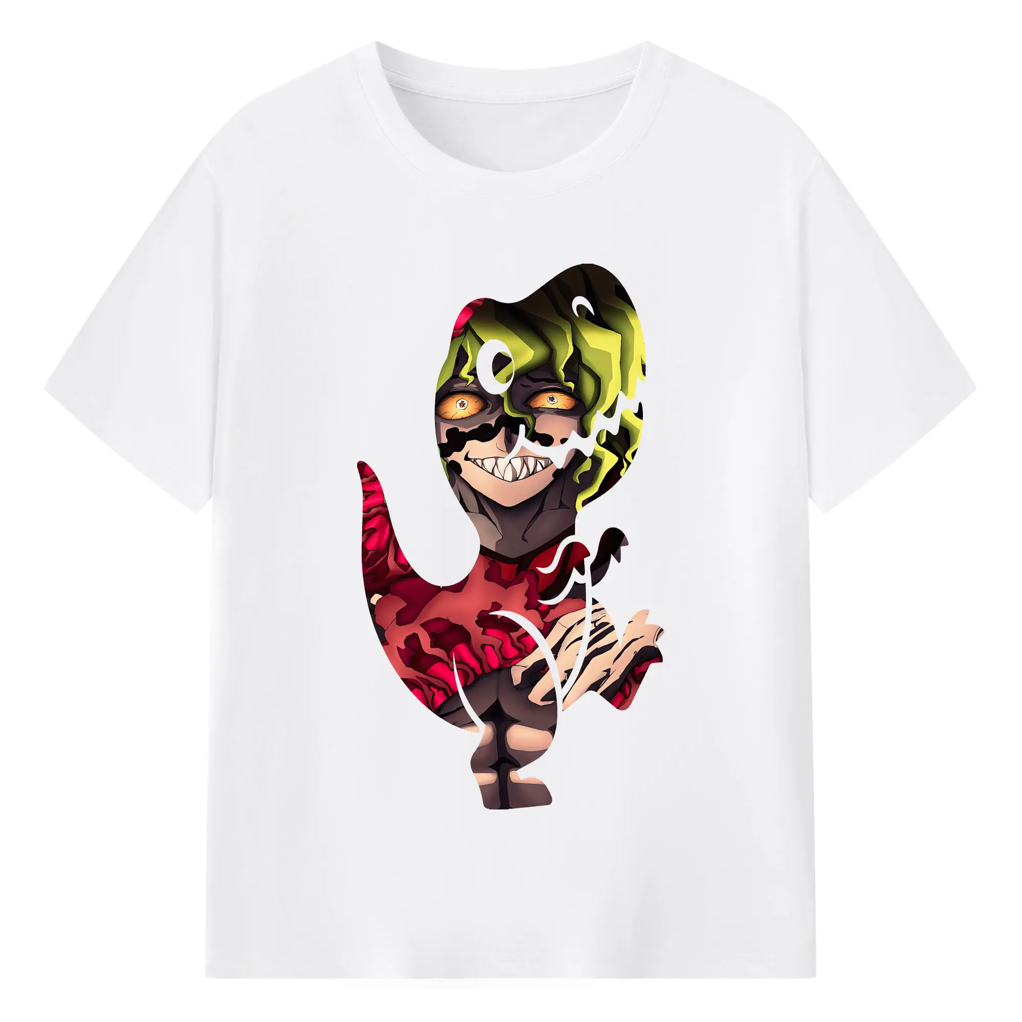 鬼滅の刃 グッズ,妓夫太郎 - 綿100％ 半袖Tシャツ ・ フロントプリント ・ 快適 通気性 ・ 日常使い 散歩 スポーツ用