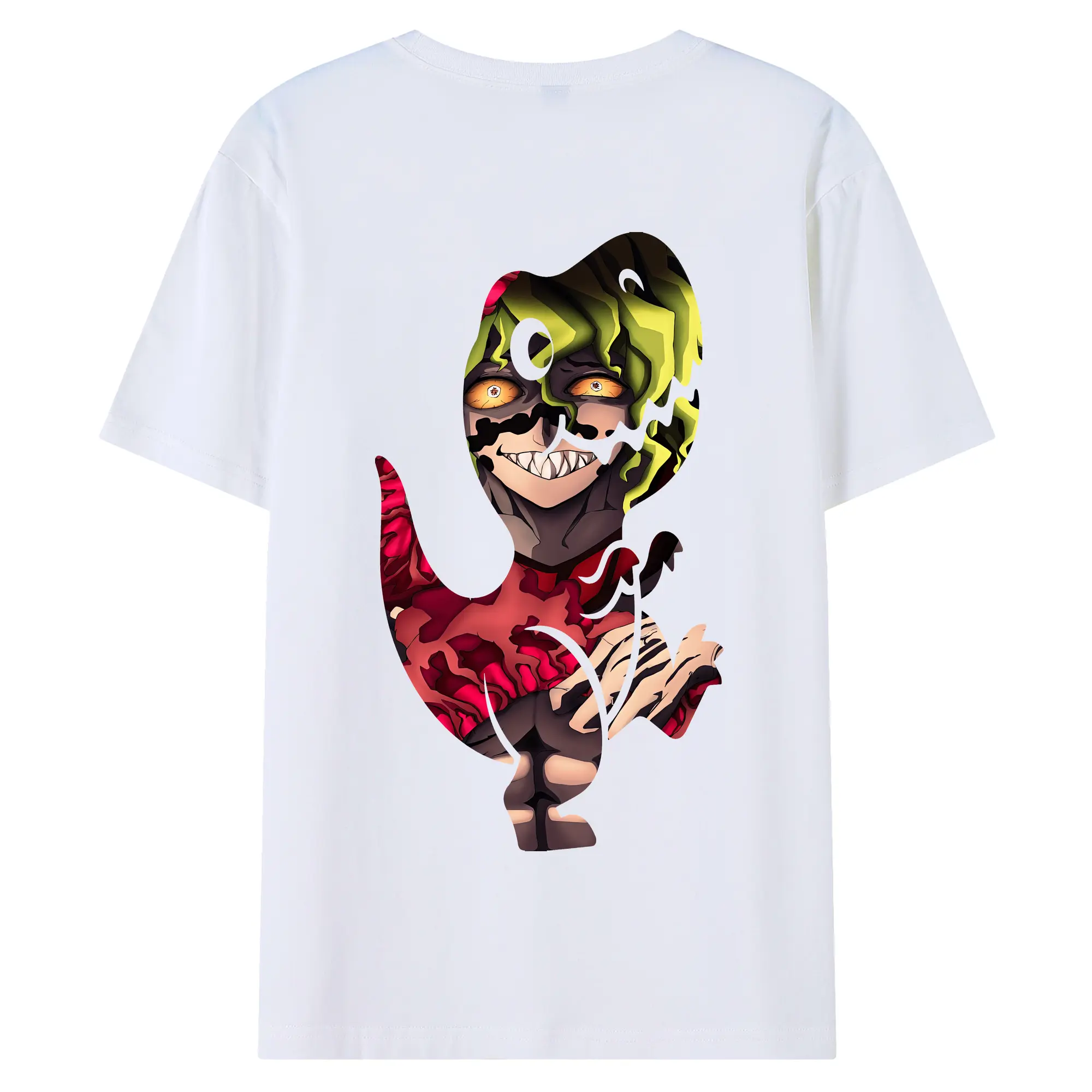 鬼滅の刃 グッズ,妓夫太郎 - 綿100％ 半袖Tシャツ ・ バックプリント ・ 快適 通気性 ・ 日常使い 散歩 スポーツ用