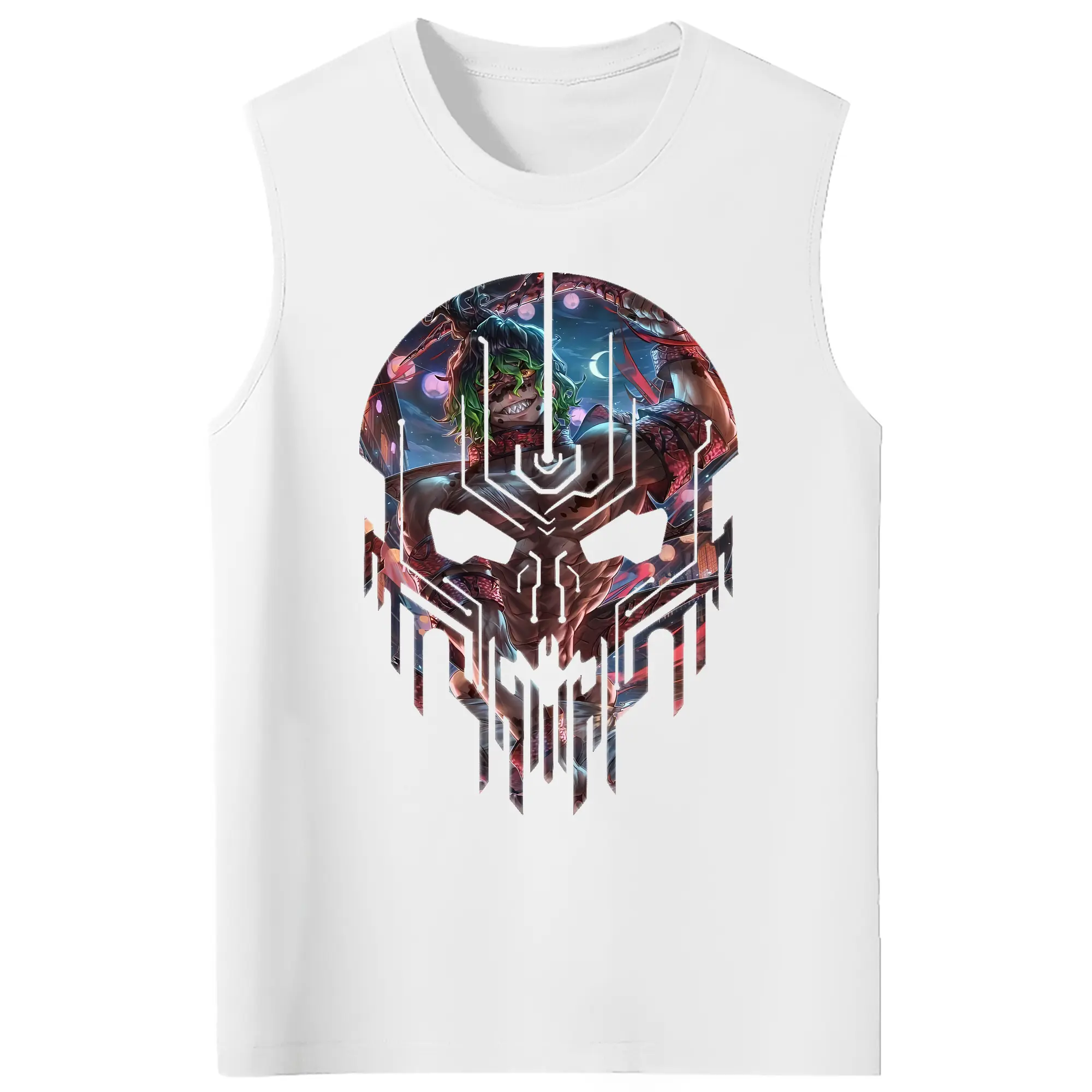 鬼滅の刃 グッズ,妓夫太郎 - コットン100％ タンクトップ ・ フロントプリント ・ タイトフィット ・ 快適 通気性 ・ スポーツ カジュアル 散歩用