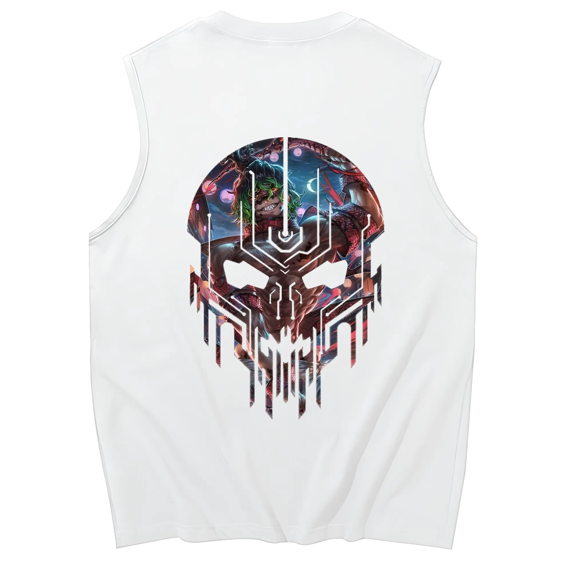 鬼滅の刃 グッズ,妓夫太郎 - コットン100％ タンクトップ ・ 背面プリント ・ タイトシルエット ・ 快適 通気性 ・ スポーツ カジュアル 散歩用