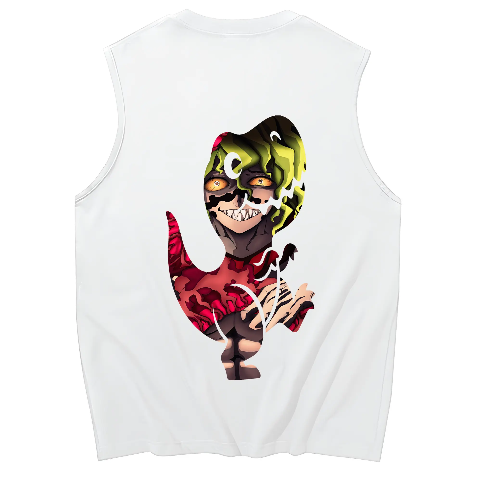鬼滅の刃 グッズ,妓夫太郎 - コットン100％ タンクトップ ・ 背面プリント ・ タイトシルエット ・ 快適 通気性 ・ スポーツ カジュアル 散歩用
