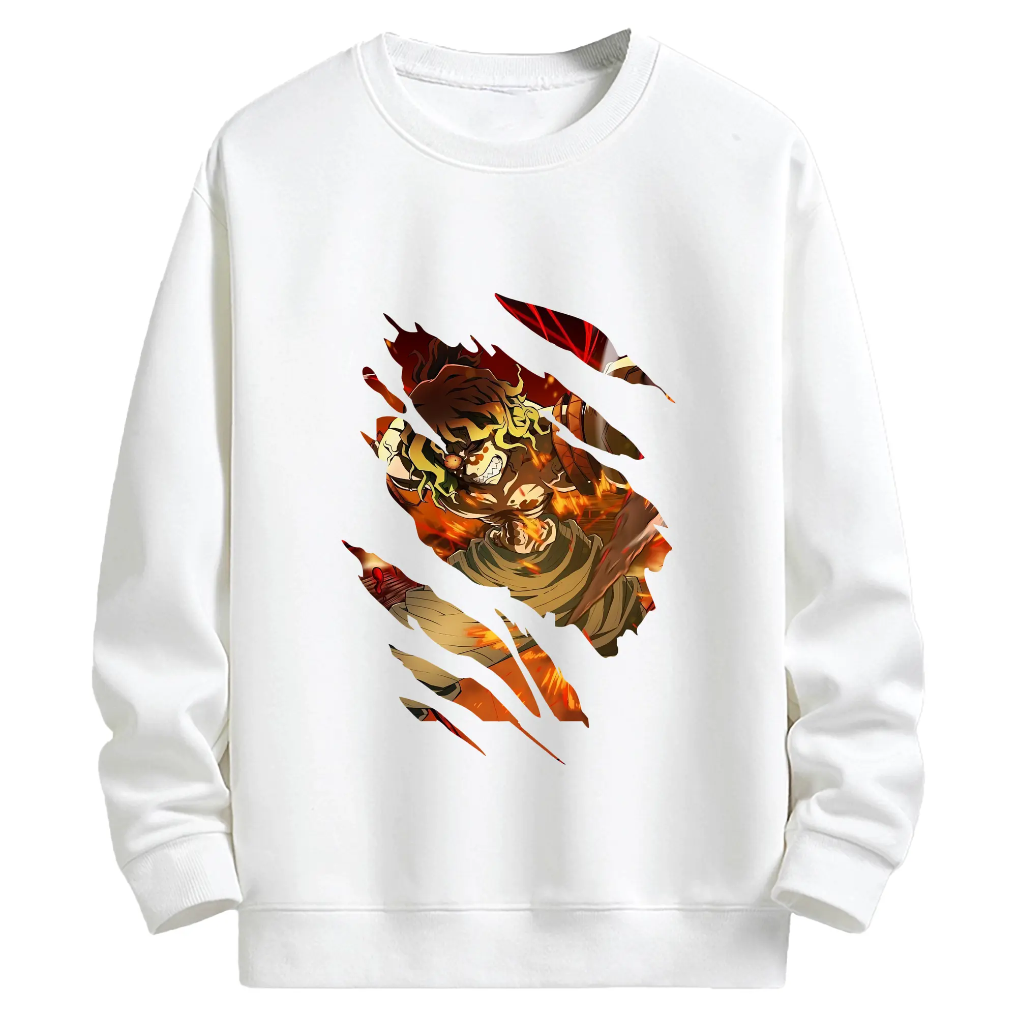 鬼滅の刃 グッズ,妓夫太郎 - 高品質 クルーネック スウェット ・ コットン59％ ポリエステル41％ ・ ユニセックス 長袖 トレーナー ・ カジュアル デイリー スポーツ 散歩用