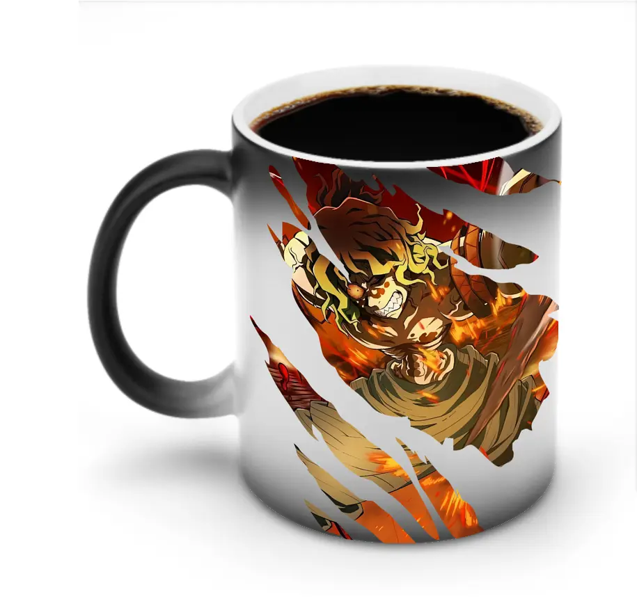 鬼滅の刃 グッズ,妓夫太郎 - 変色マグカップ ・ セラミック ・ 熱転写プリント ・ 耐久性 高品質 ・ ギフト・自宅用 コーヒー お茶
