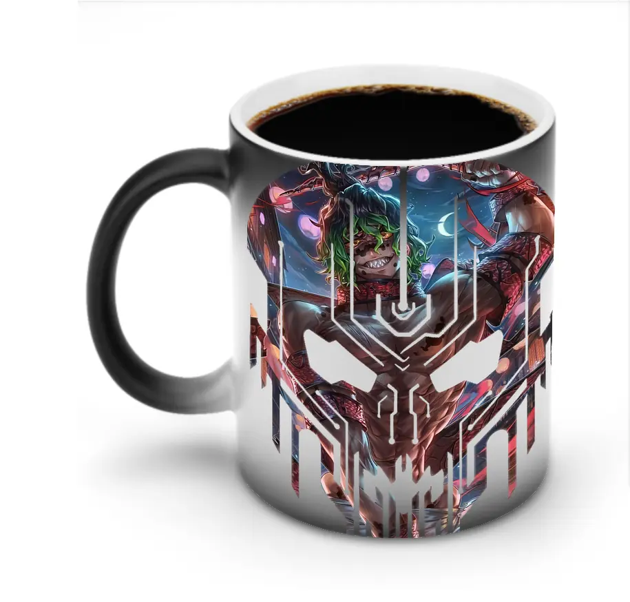 鬼滅の刃 グッズ,妓夫太郎 - 変色マグカップ ・ セラミック ・ 熱転写プリント ・ 耐久性 高品質 ・ ギフト・自宅用 コーヒー お茶