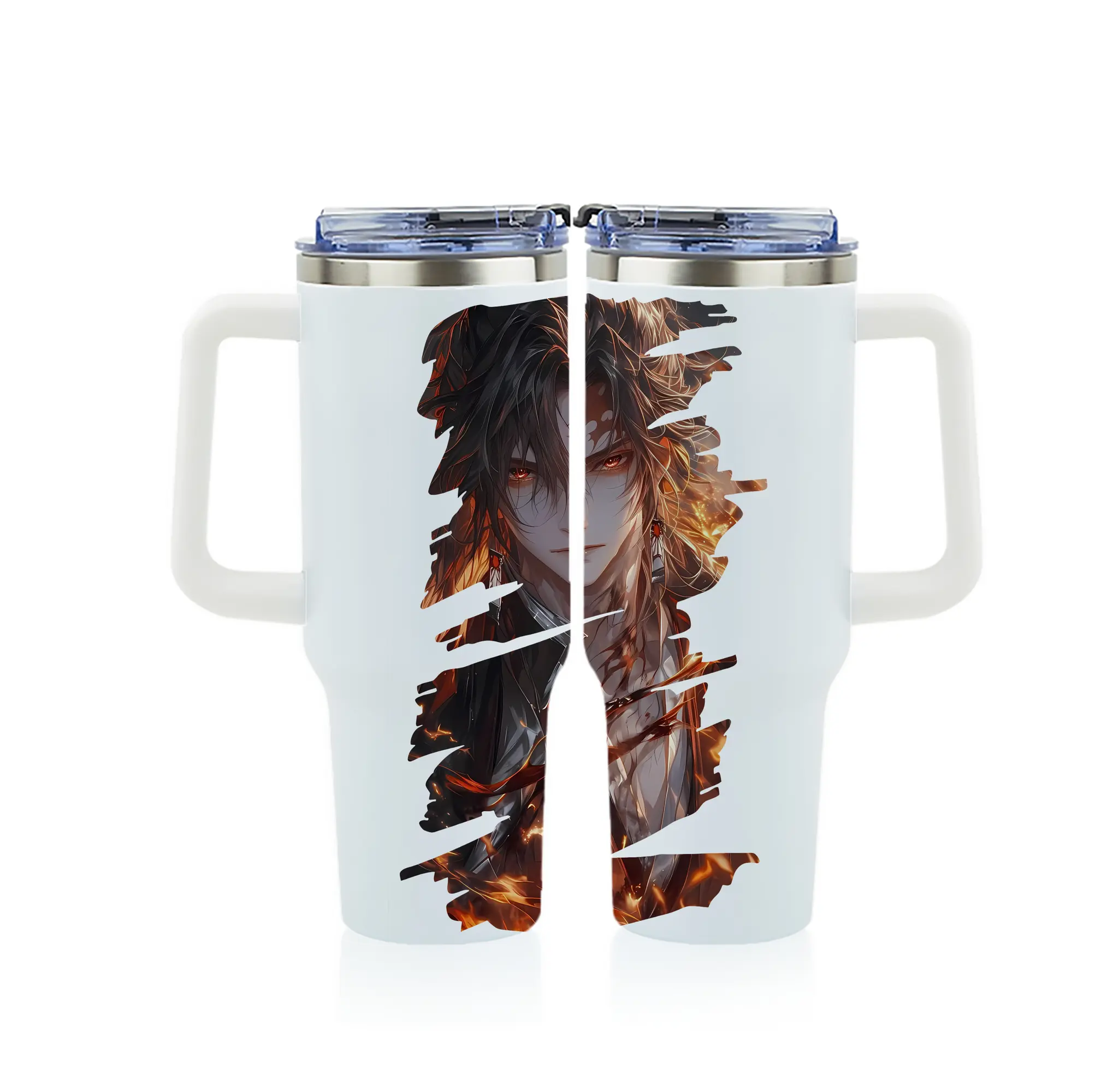 鬼滅の刃 グッズ,継国 縁壱 - 1200mL フルプリント車用タンブラー ・ 304ステンレス 内側 ・ 201ステンレス 外側 ・ 保温 保冷 ・ 通勤 ドライブ アウトドア用