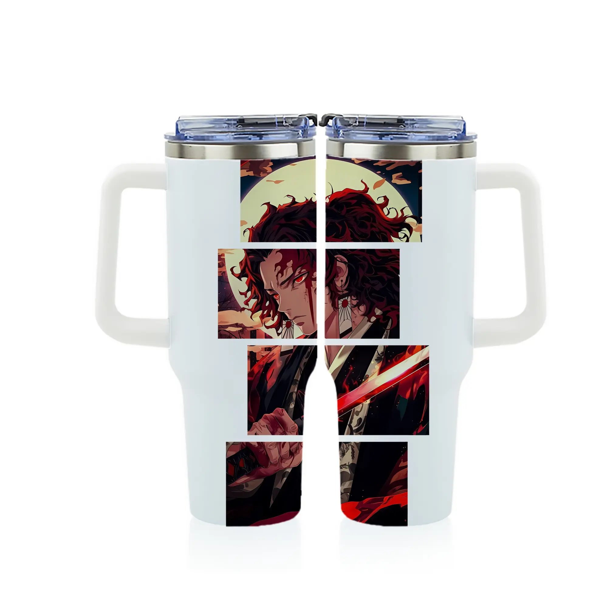 鬼滅の刃 グッズ,継国 縁壱 - 1200mL フルプリント車用タンブラー ・ 304ステンレス 内側 ・ 201ステンレス 外側 ・ 保温 保冷 ・ 通勤 ドライブ アウトドア用