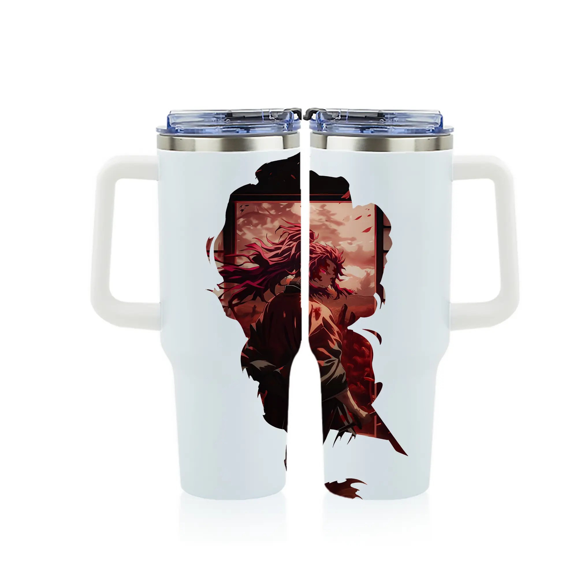 鬼滅の刃 グッズ,継国 縁壱 - 1200mL フルプリント車用タンブラー ・ 304ステンレス 内側 ・ 201ステンレス 外側 ・ 保温 保冷 ・ 通勤 ドライブ アウトドア用