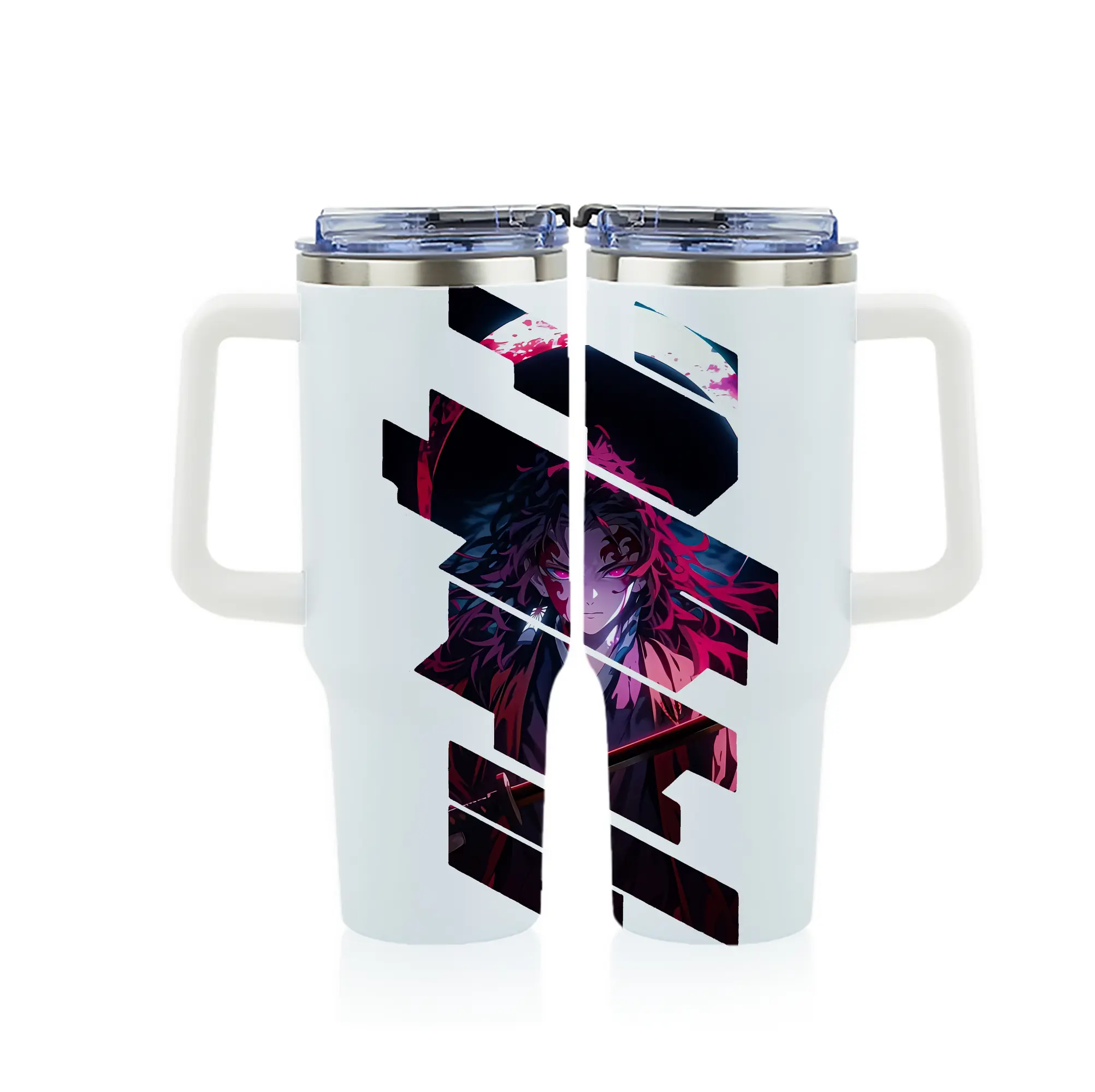 鬼滅の刃 グッズ,継国 縁壱 - 1200mL フルプリント車用タンブラー ・ 304ステンレス 内側 ・ 201ステンレス 外側 ・ 保温 保冷 ・ 通勤 ドライブ アウトドア用