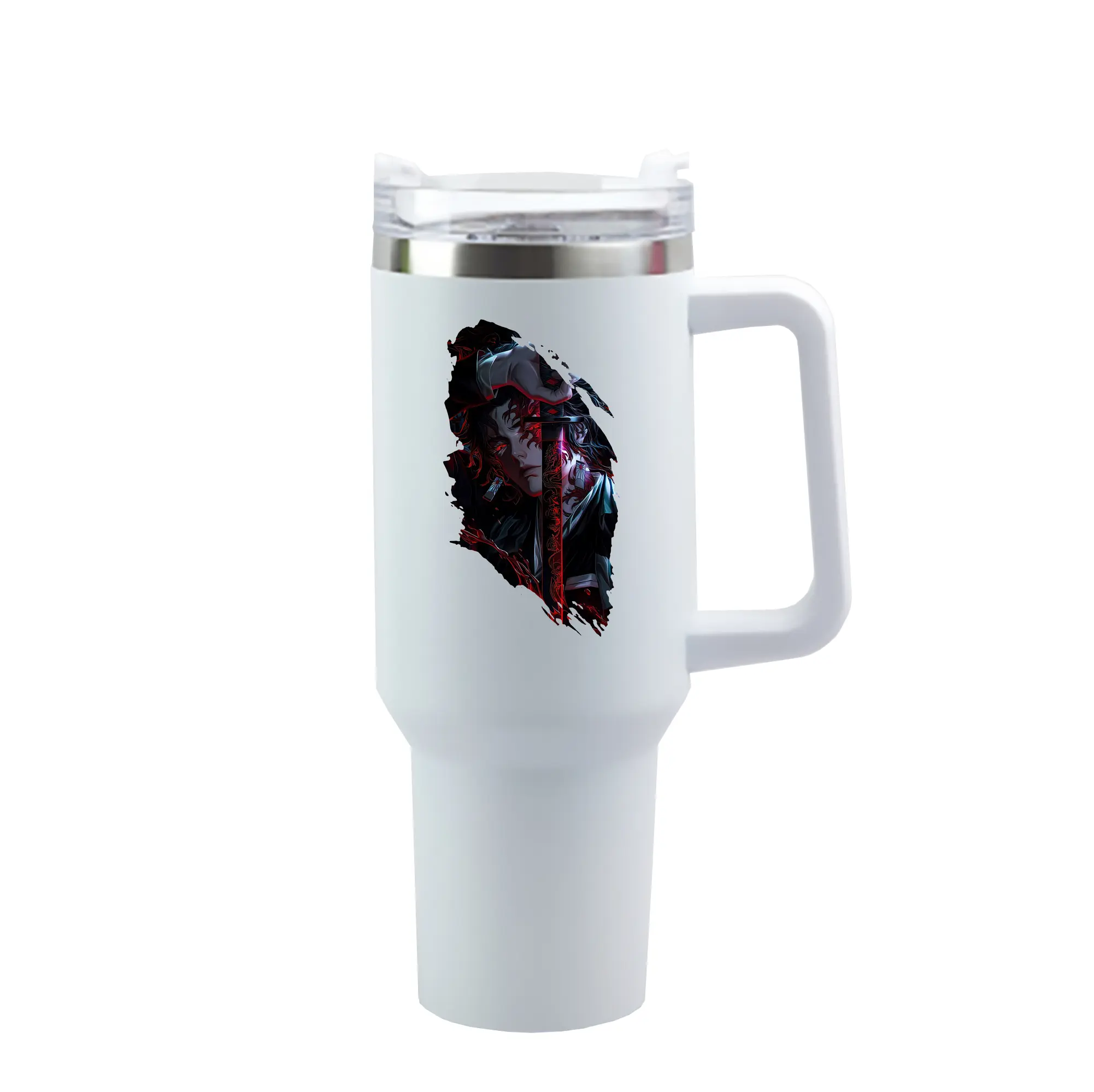 鬼滅の刃 グッズ,継国 縁壱 - 1200mL 車用タンブラー ・ クリスタルステッカー ・ 304ステンレス 内側 ・ 201ステンレス 外側 ・ 保温 保冷 ・ ハンドル＆ストロー付き ・ 通勤 ドライブ アウトドア用