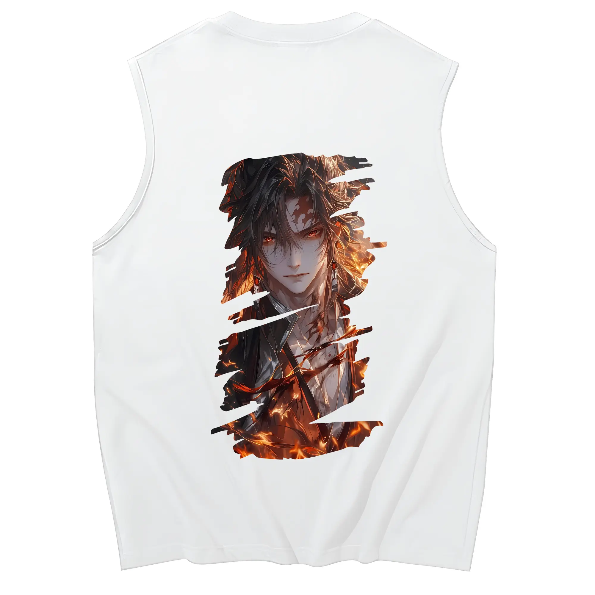 鬼滅の刃 グッズ,継国 縁壱 - コットン100％ タンクトップ ・ 背面プリント ・ タイトシルエット ・ 快適 通気性 ・ スポーツ カジュアル 散歩用