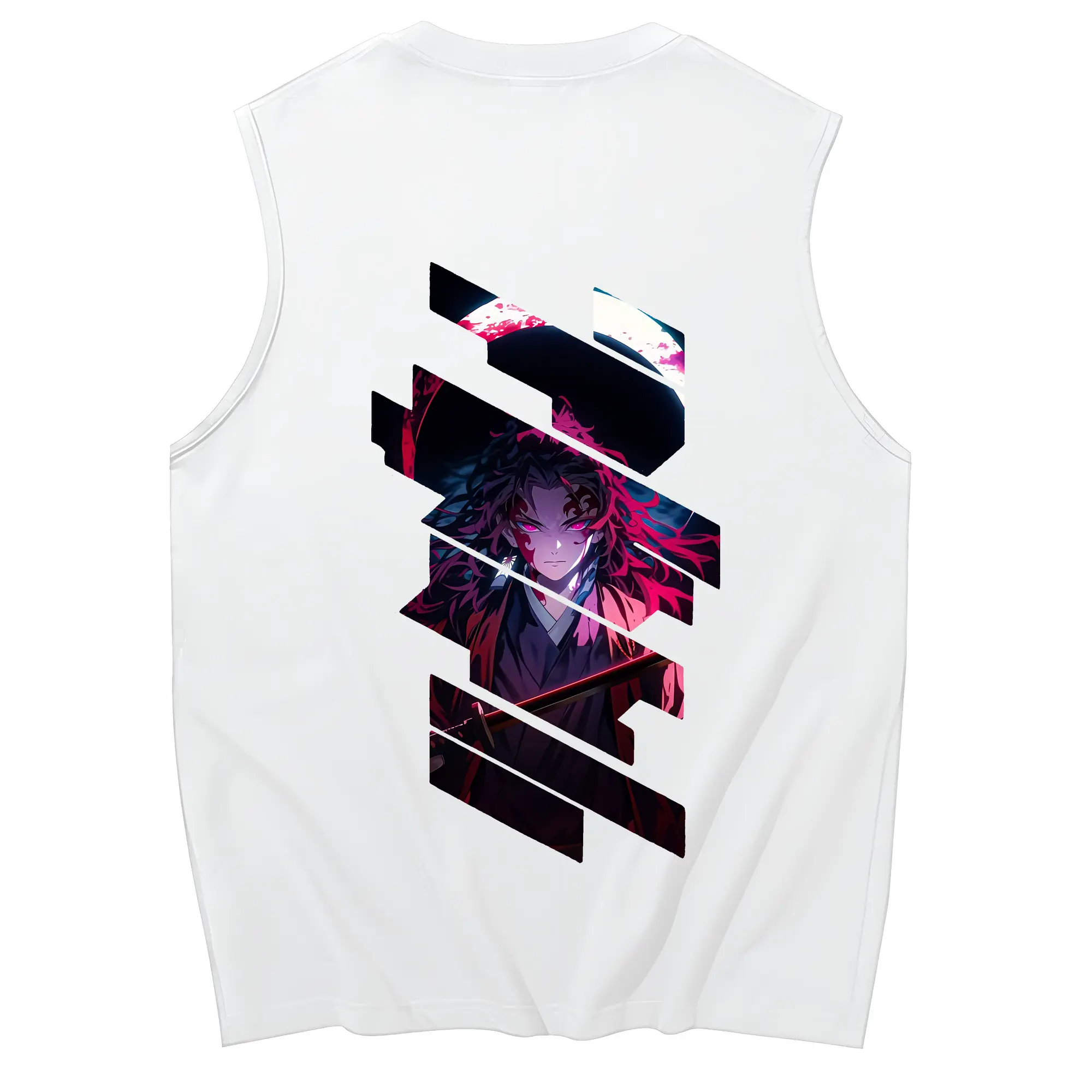 鬼滅の刃 グッズ,継国 縁壱 - コットン100％ タンクトップ ・ 背面プリント ・ タイトシルエット ・ 快適 通気性 ・ スポーツ カジュアル 散歩用