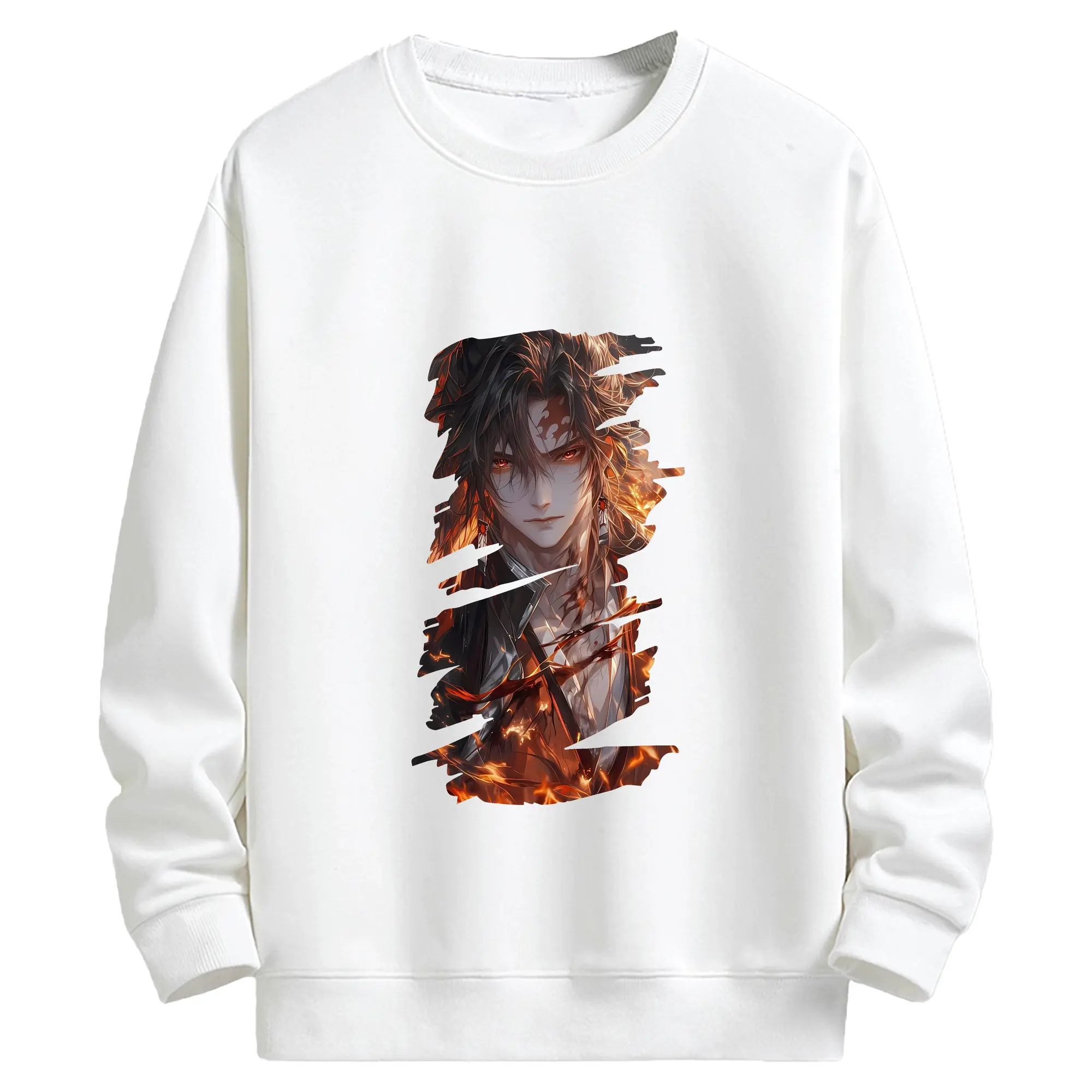 鬼滅の刃 グッズ,継国 縁壱 - 高品質 クルーネック スウェット ・ コットン59％ ポリエステル41％ ・ ユニセックス 長袖 トレーナー ・ カジュアル デイリー スポーツ 散歩用