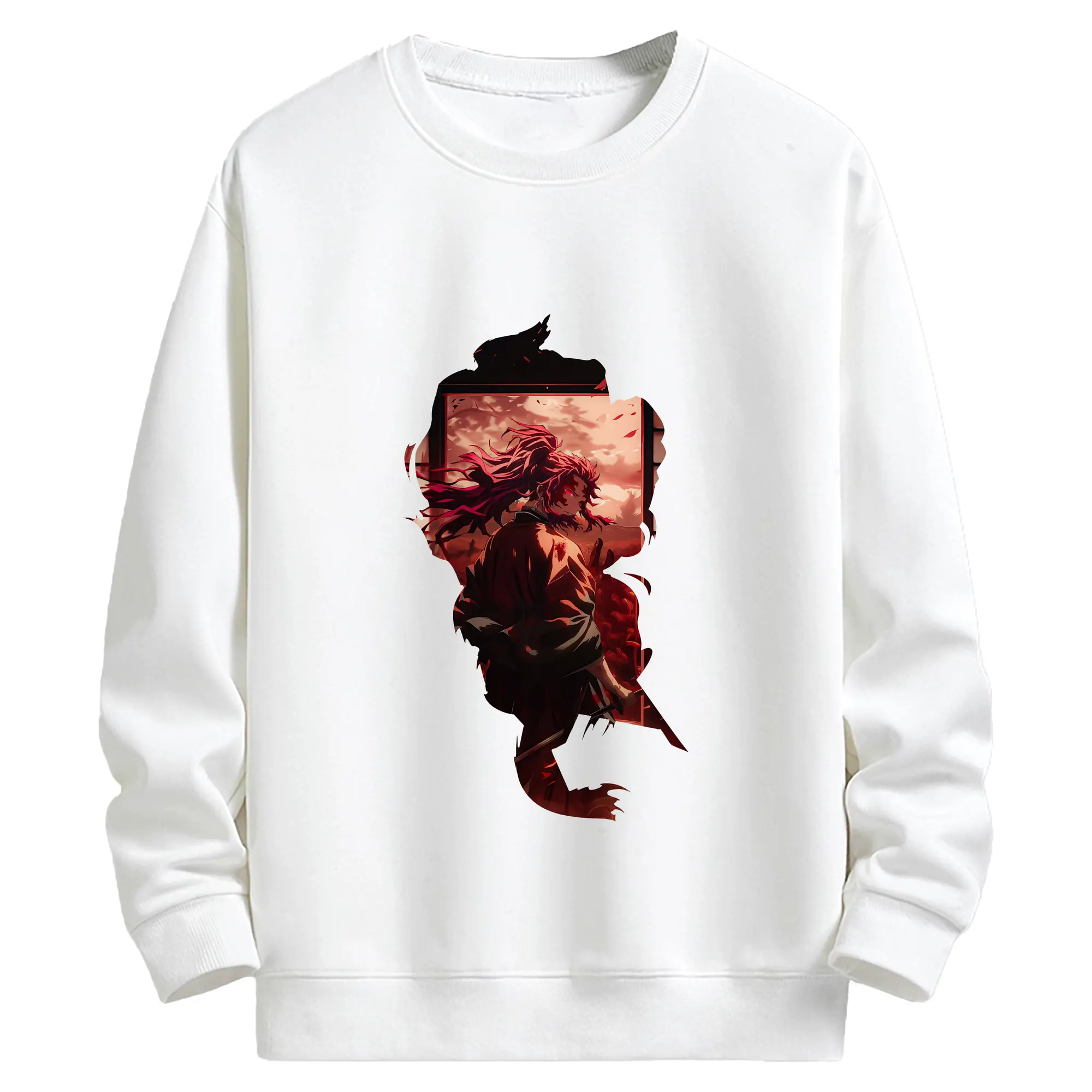 鬼滅の刃 グッズ,継国 縁壱 - 高品質 クルーネック スウェット ・ コットン59％ ポリエステル41％ ・ ユニセックス 長袖 トレーナー ・ カジュアル デイリー スポーツ 散歩用