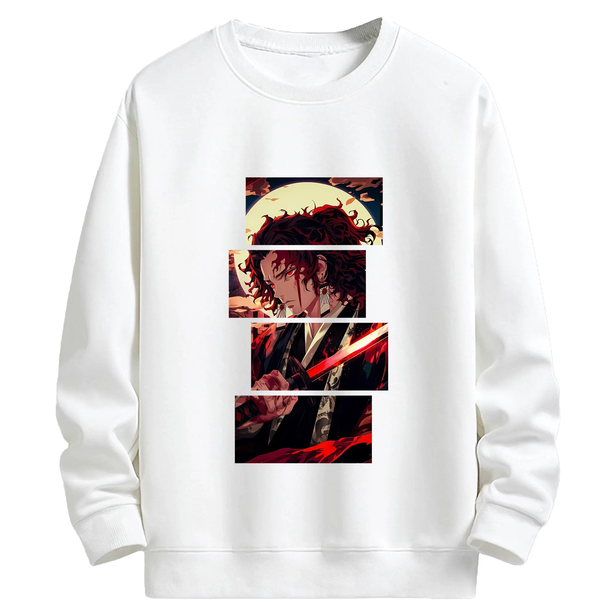 鬼滅の刃 グッズ,継国 縁壱 - キッズ クルーネックスウェットシャツ ・ フロントプリント ・ 綿80％ ポリエステル20％ ・ 快適 通学 スポーツ 日常使い お散歩用