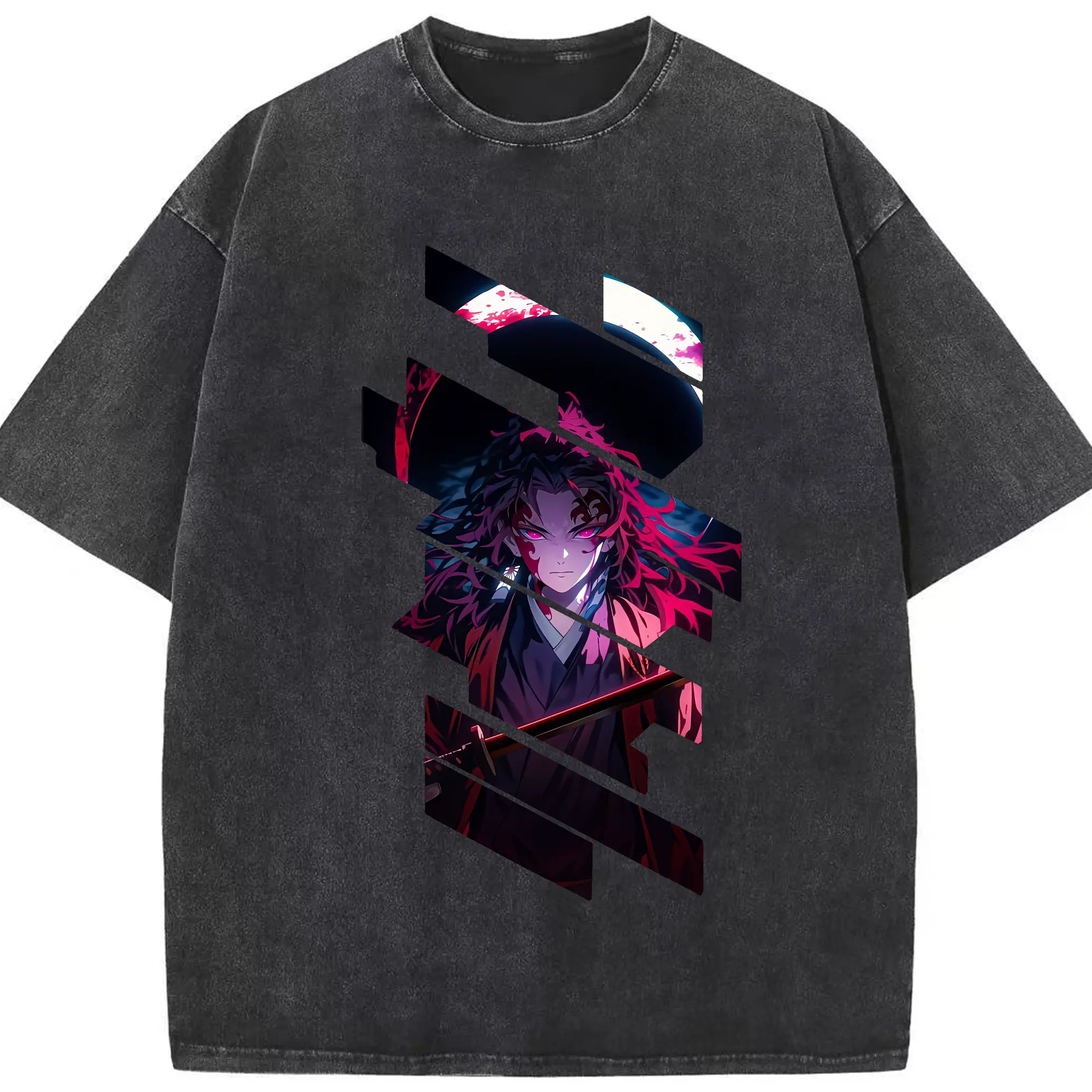 鬼滅の刃 グッズ,継国 縁壱 - 綿100％ ヴィンテージ風 半袖Tシャツ ・ フロントプリント ・ 柔らか肌触り ・ 通気性 快適 ・ スポーツ カジュアル 外出用