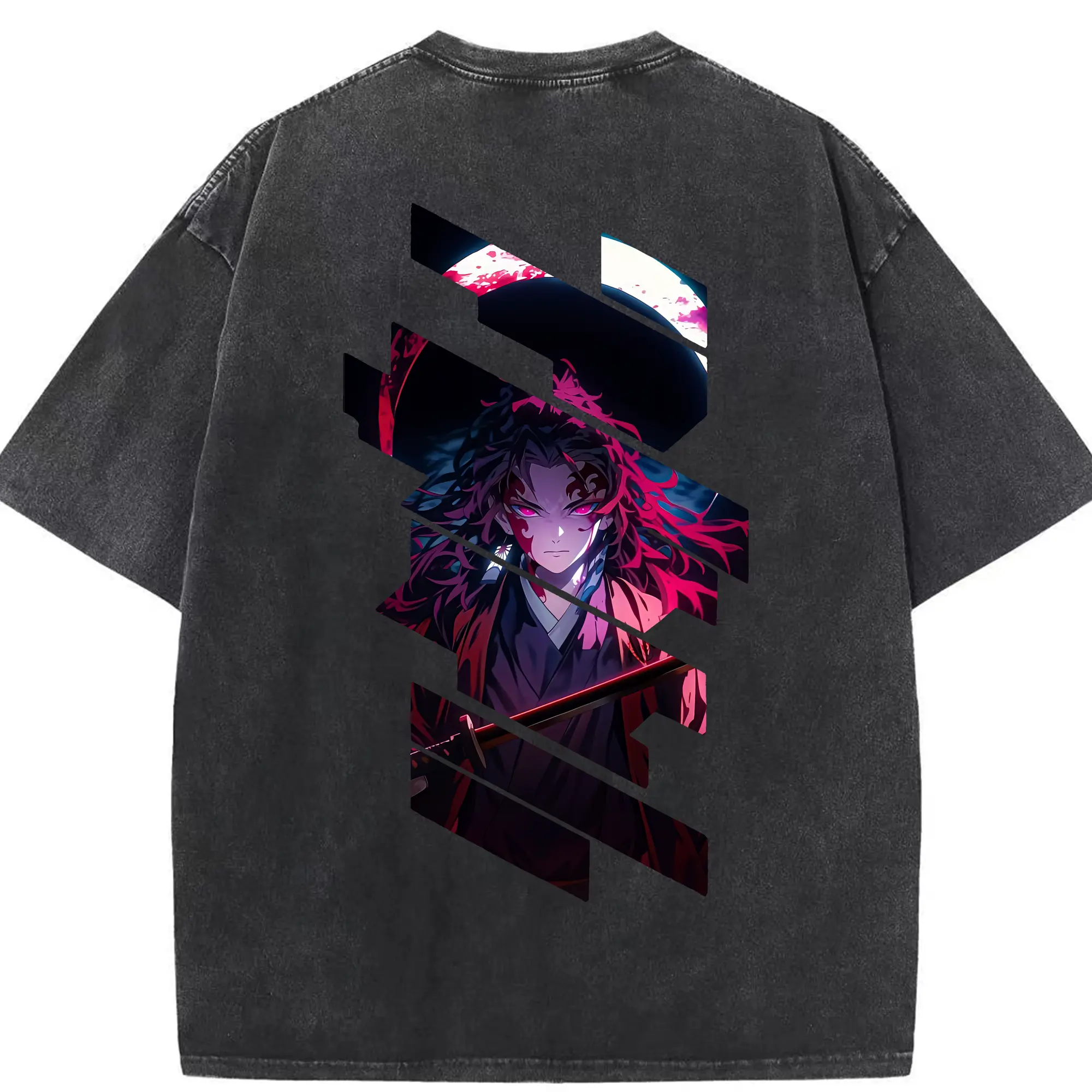 鬼滅の刃 グッズ,継国 縁壱 - 綿100％ ヴィンテージ風 半袖Tシャツ ・ 背面プリント ・ 柔らか肌触り ・ 通気性 快適 ・ スポーツ カジュアル 外出用